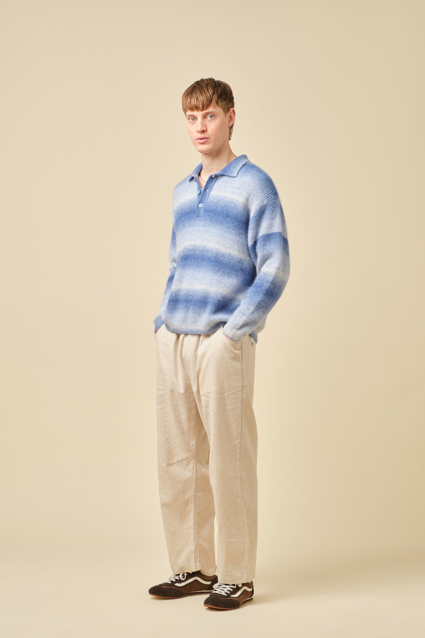 OCEAN GRADIENT ALPACA KNIT LONGSLEEVE POLO
