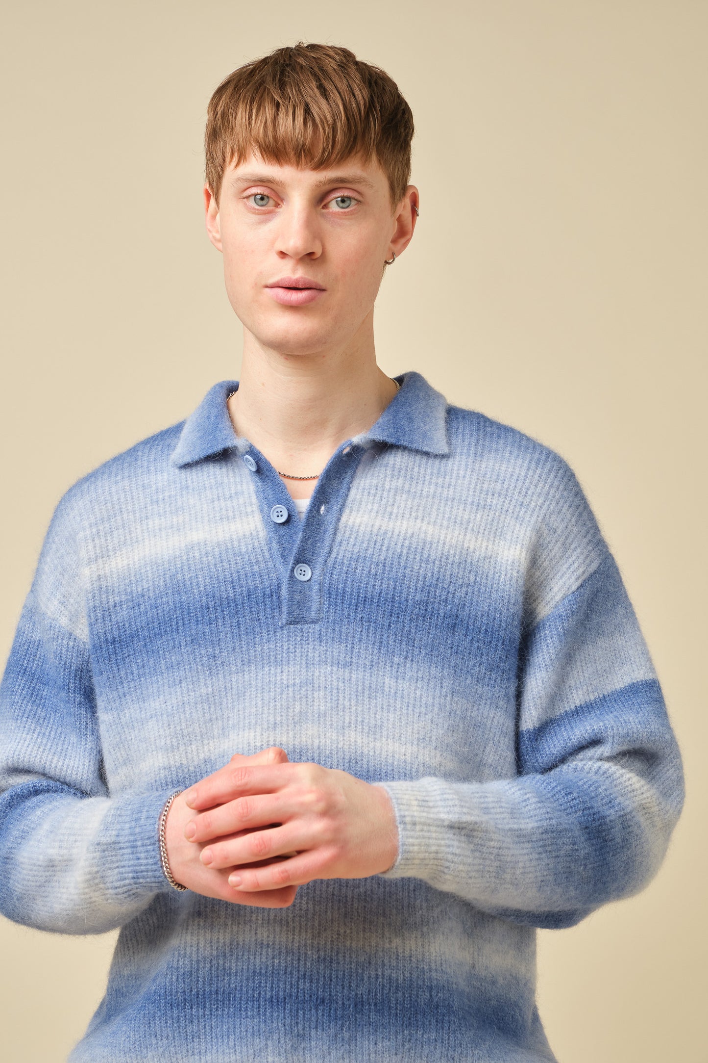 OCEAN GRADIENT ALPACA KNIT LONGSLEEVE POLO