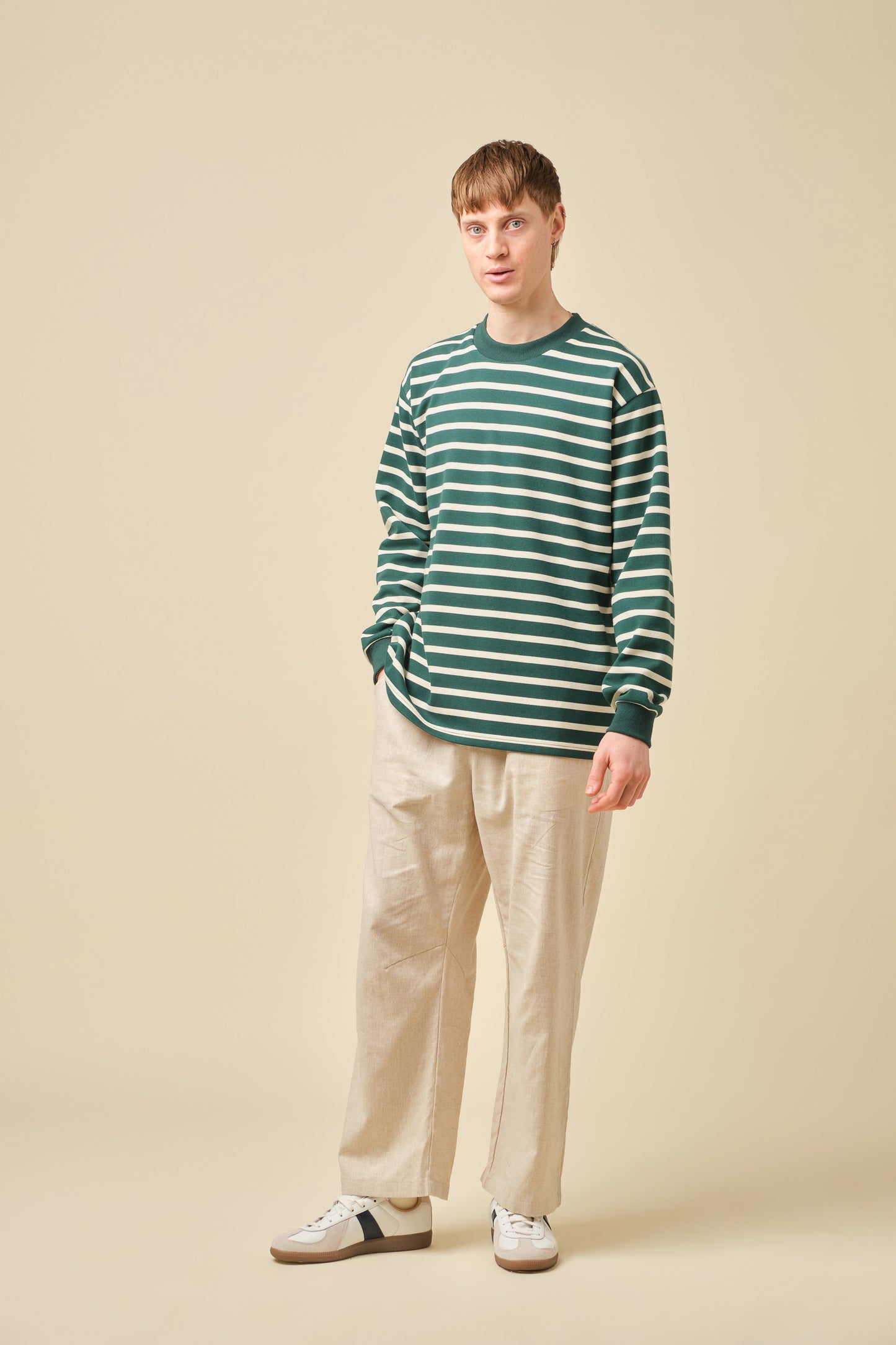OLIVE STRIPE LONGSLEEVE TEE