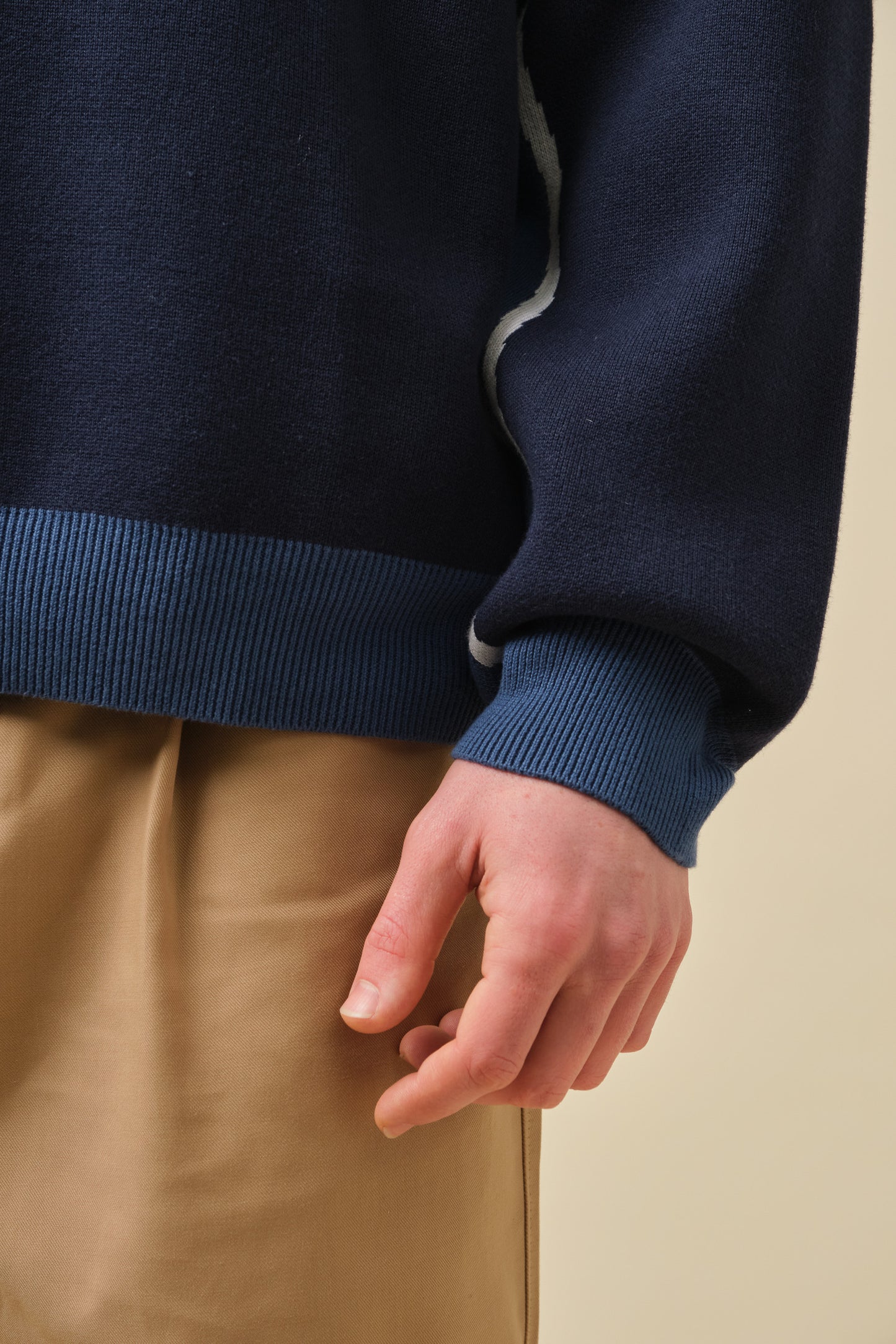 NAUTICAL STRIPE KNIT SWEATER - NAVY