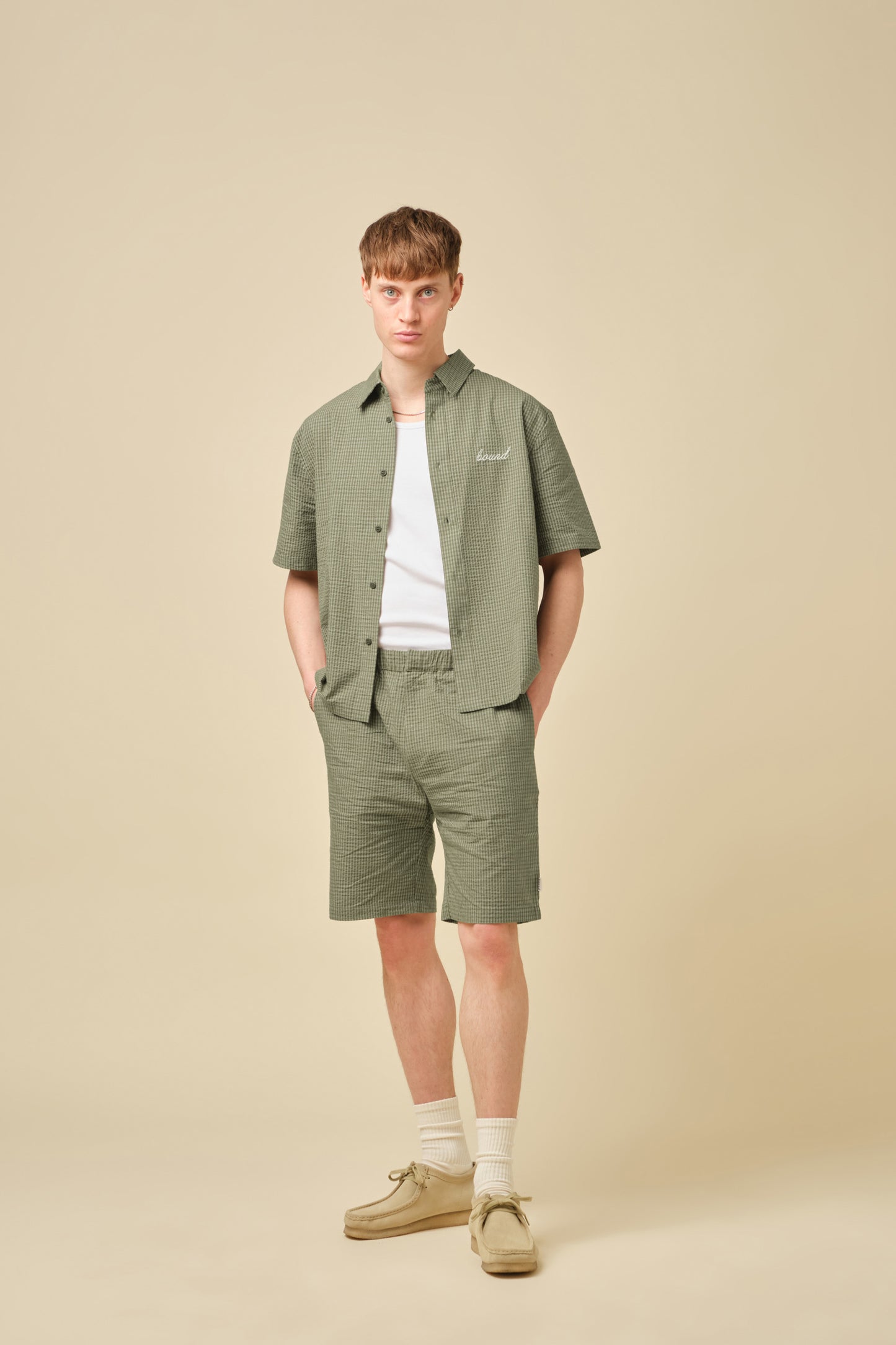 GINGHAM CROPPED SHIRT - OLIVE