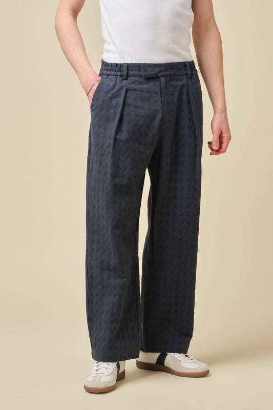 EMBROIDERED RIBIERA TROUSERS - NAVY