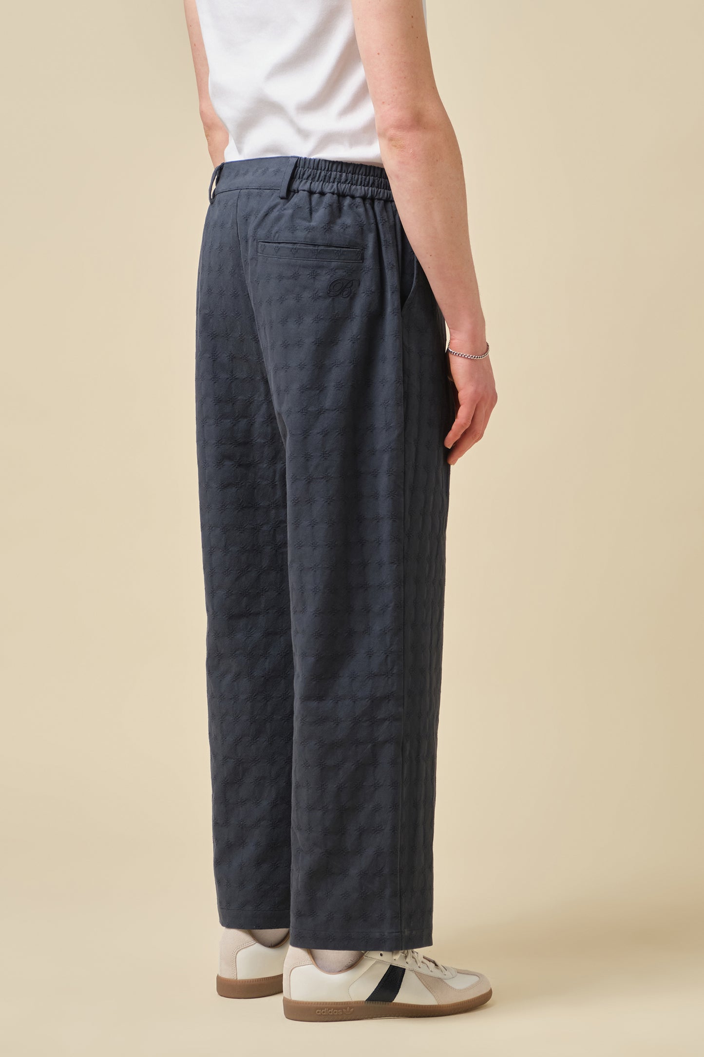 EMBROIDERED RIBIERA TROUSERS - NAVY