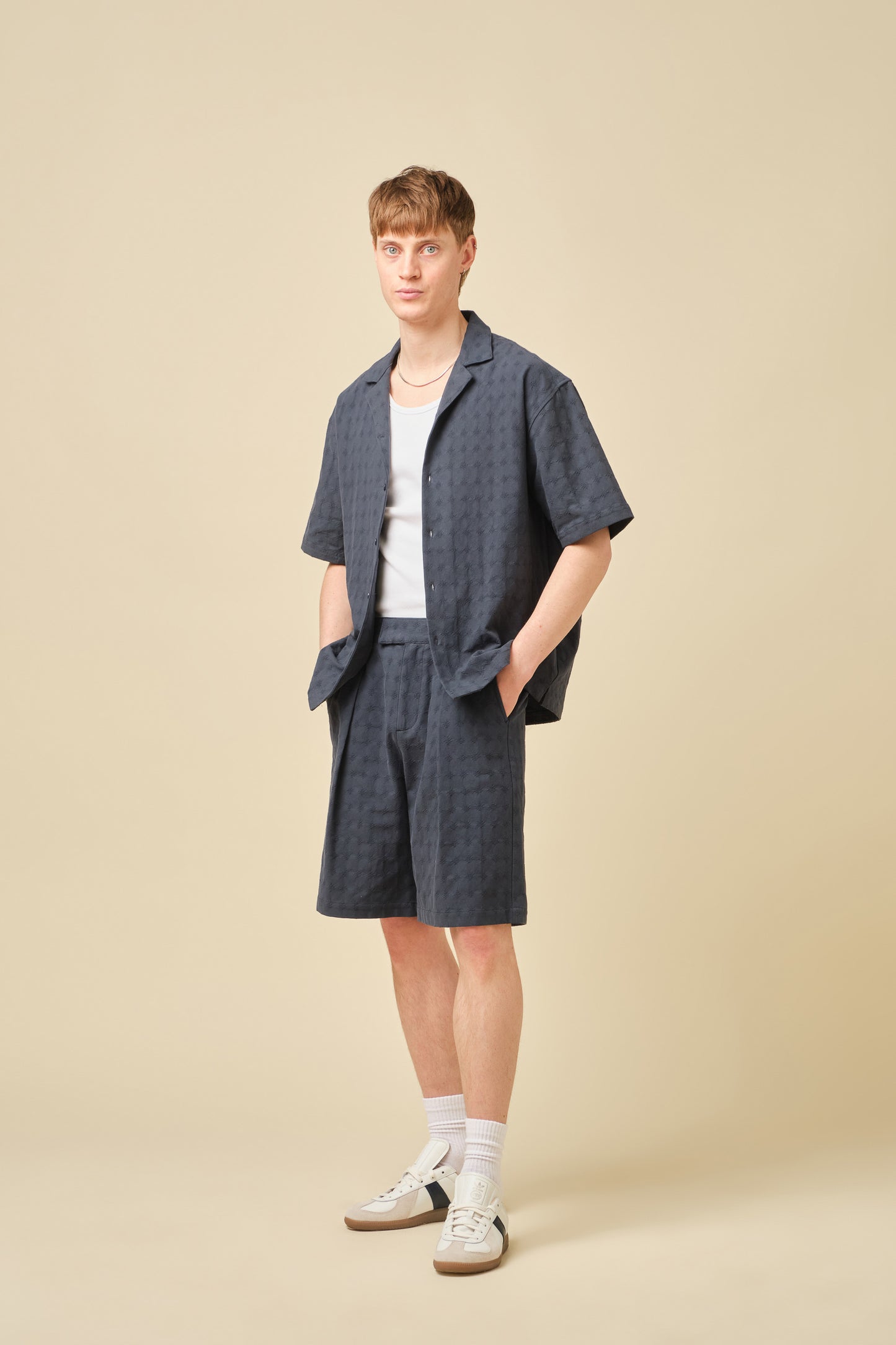 EMBROIDERED RIBIERA SHIRT - NAVY