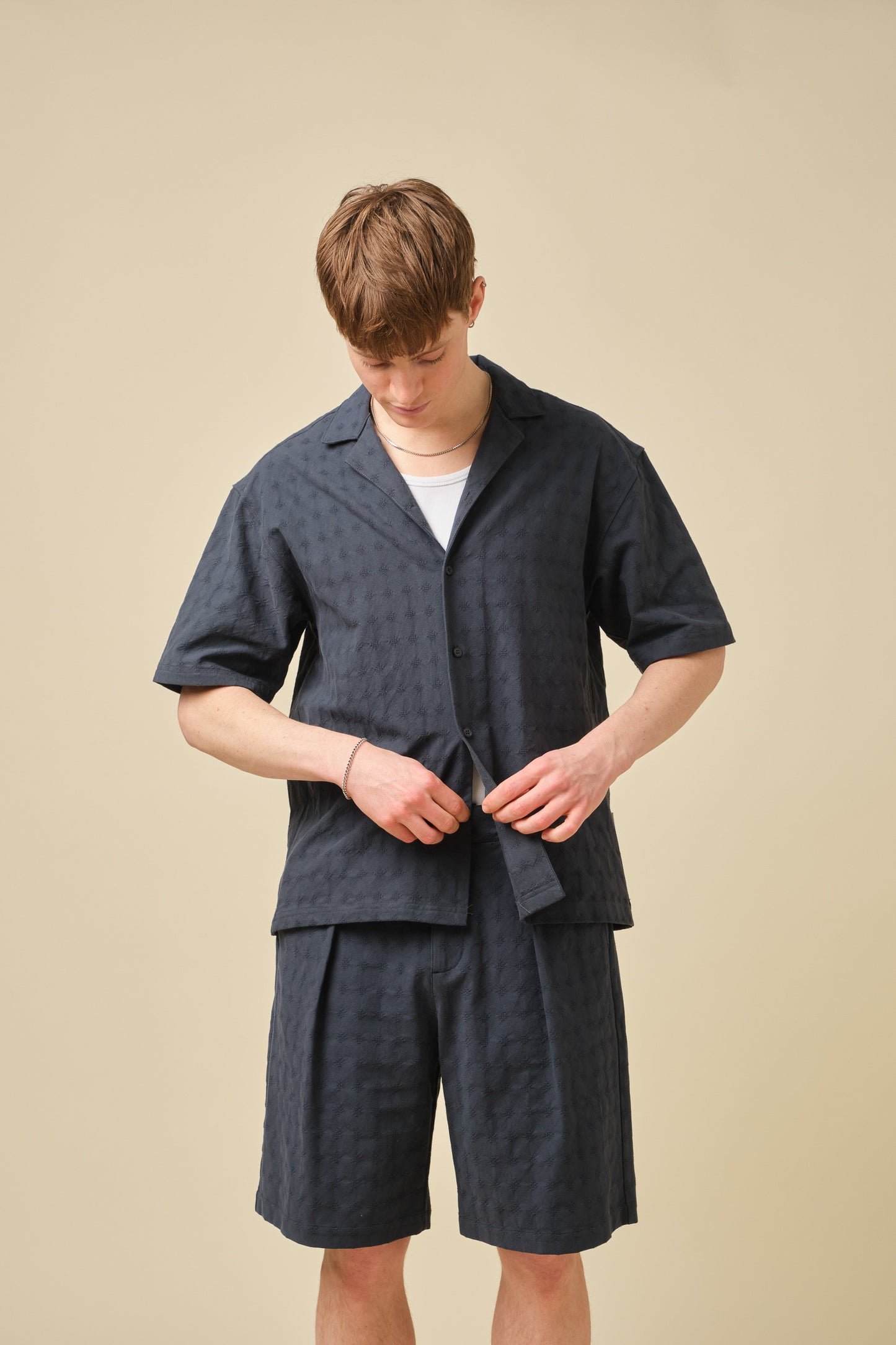 EMBROIDERED RIBIERA SHIRT - NAVY