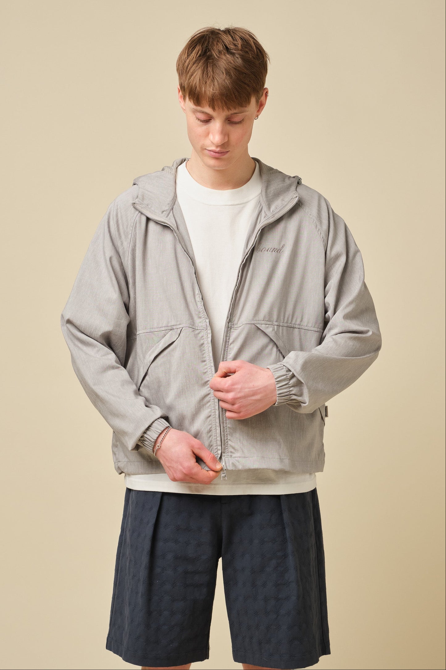 STORM GREY LINEN WINDBREAKER