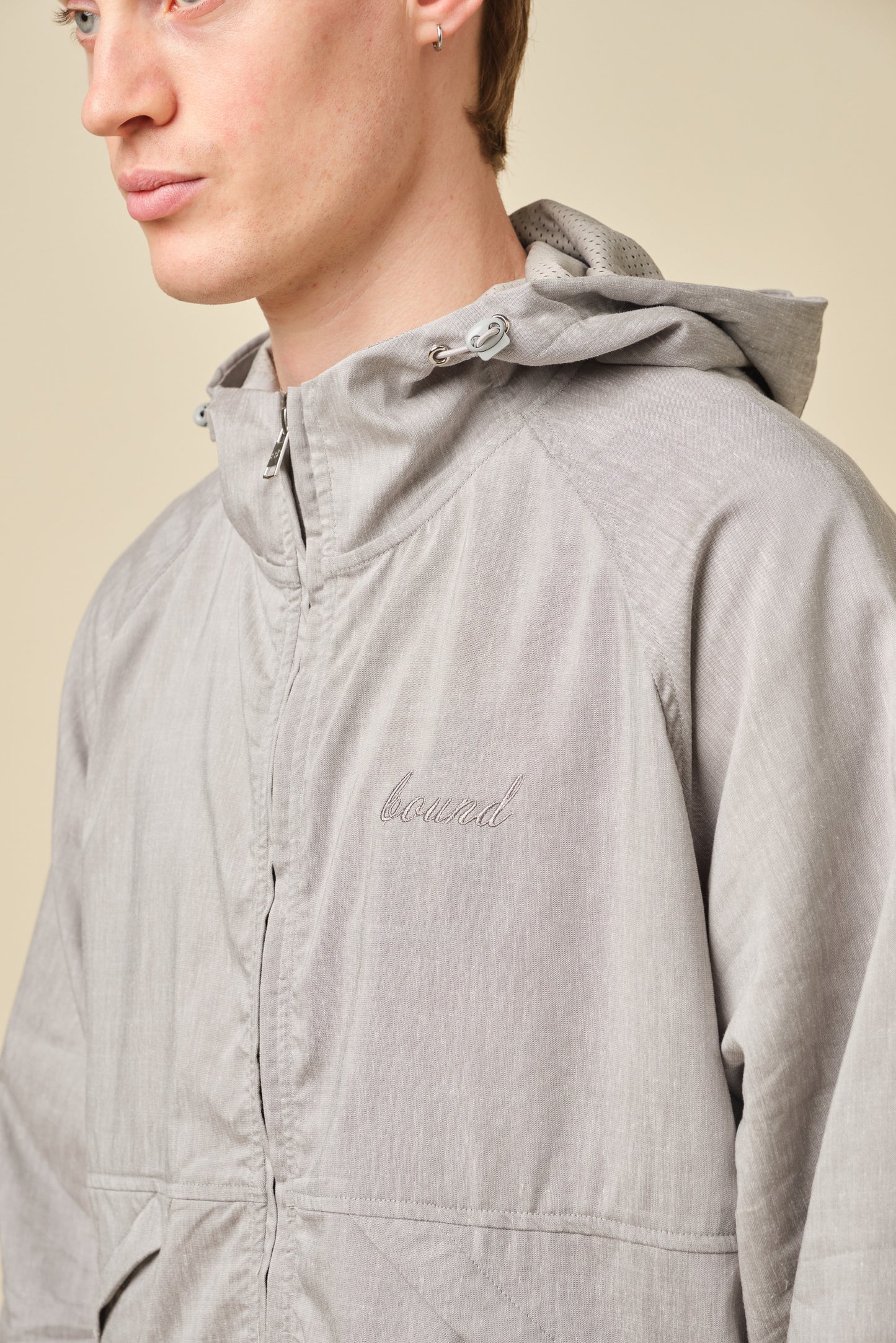 STORM GREY LINEN WINDBREAKER