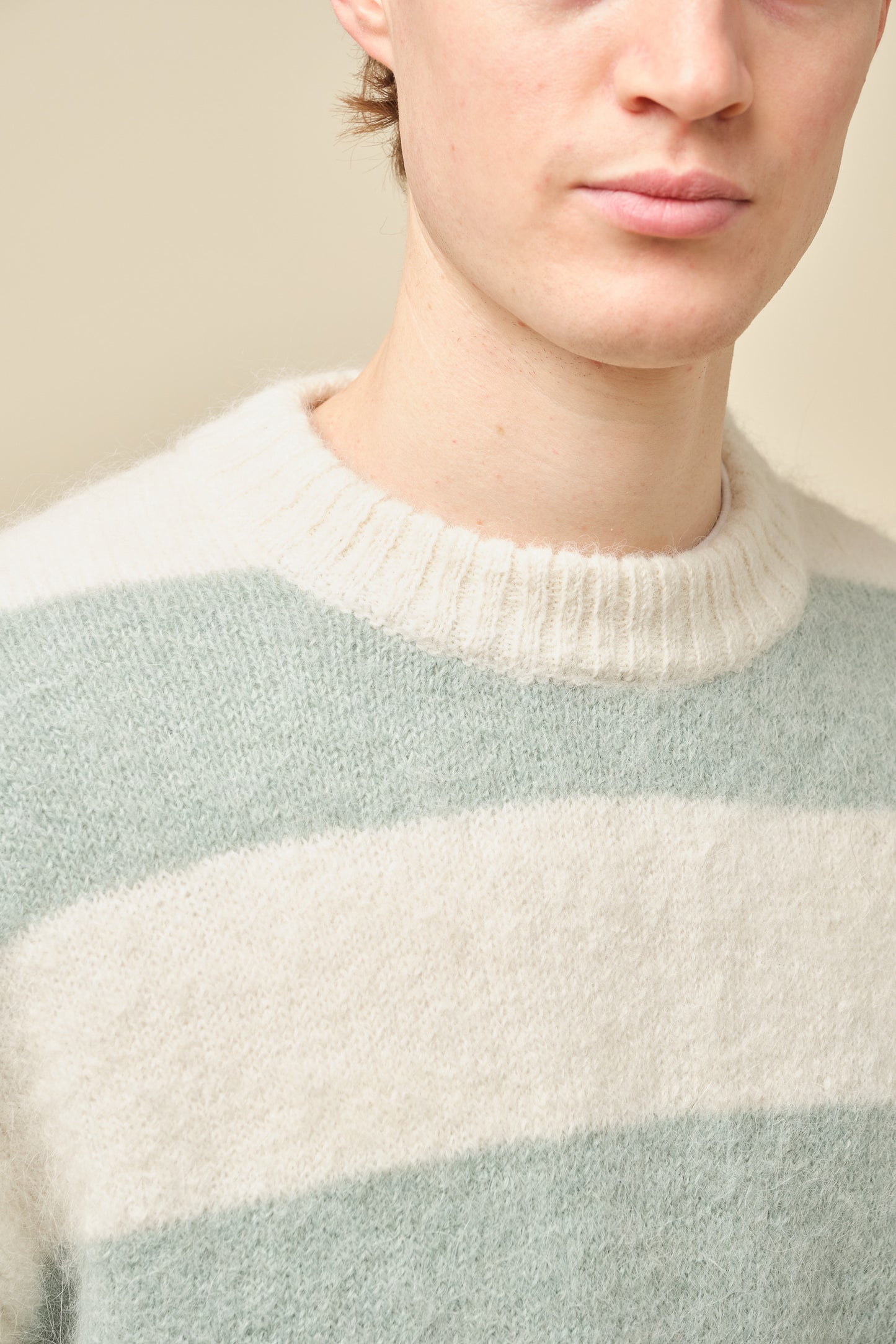 STRIPE ALPACA FLUFFY KNIT - MENTHE