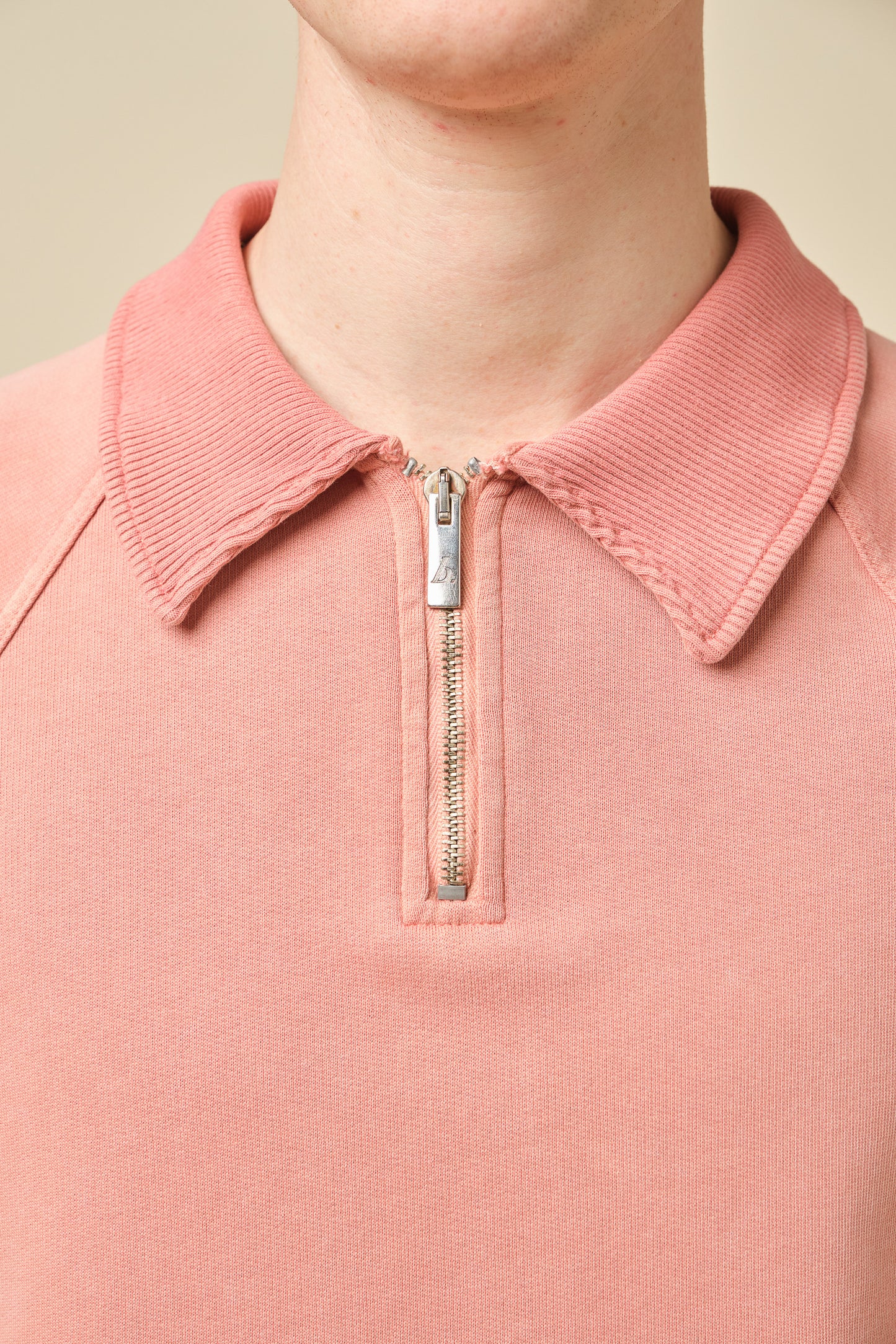 SNOW WASHED 1/4 ZIP JERSEY POLO - ROSE PINK