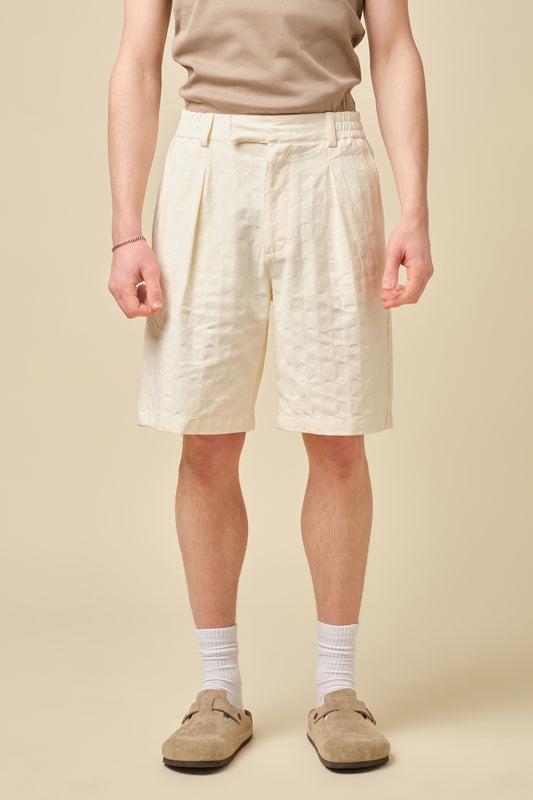 EMBROIDERED RIBIERA SHORTS - CREAM
