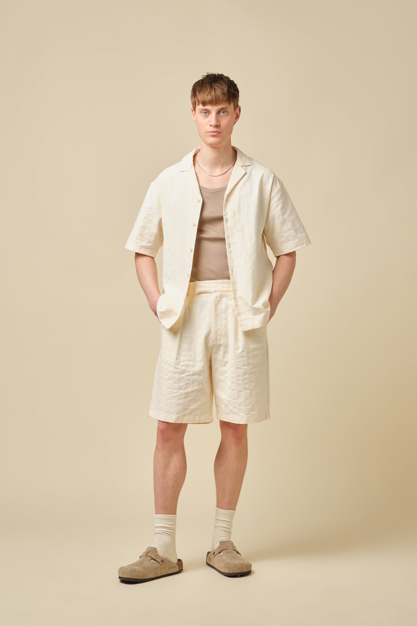 EMBROIDERED RIBIERA SHIRT - CREAM