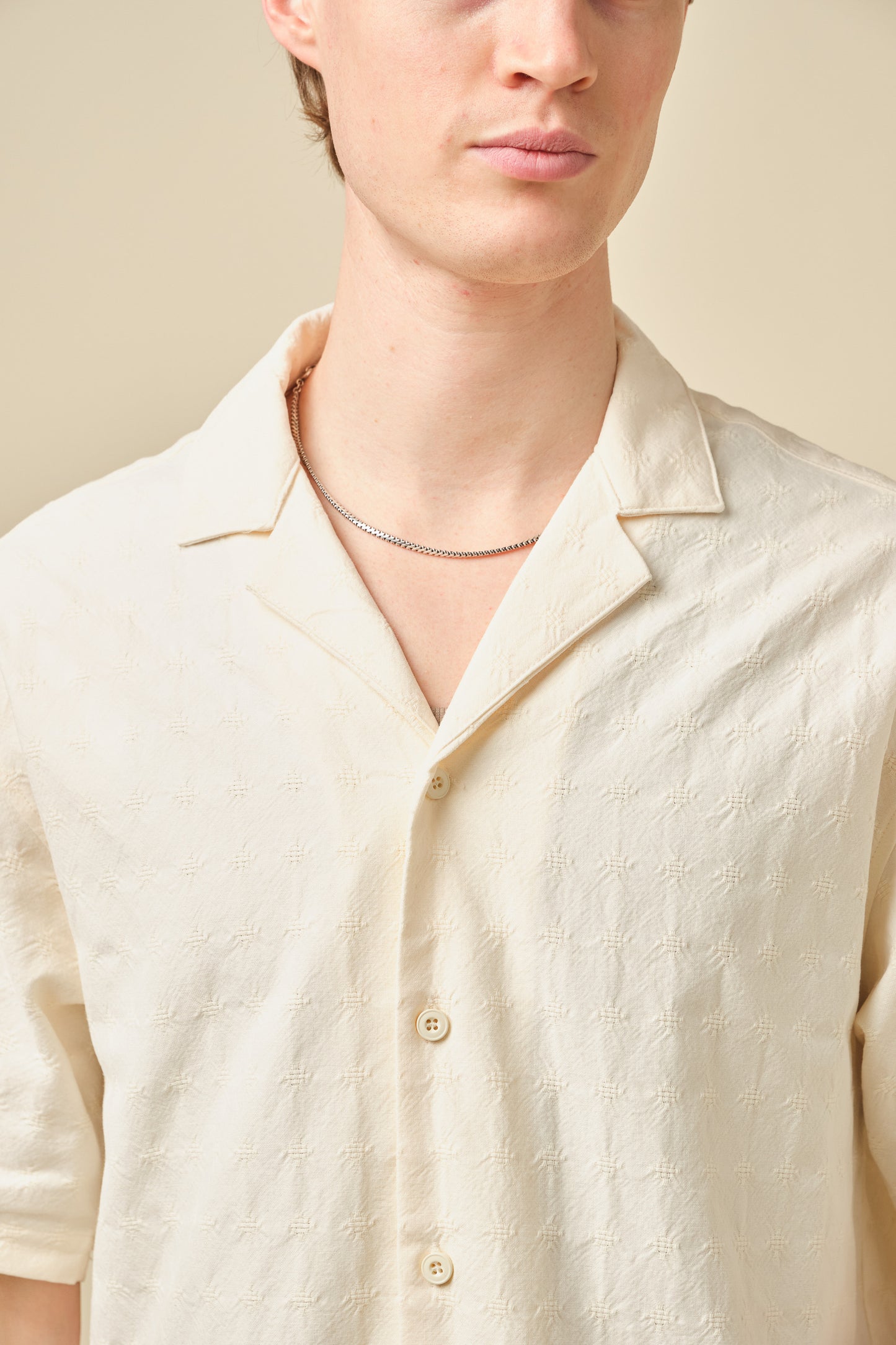 EMBROIDERED RIBIERA SHIRT - CREAM