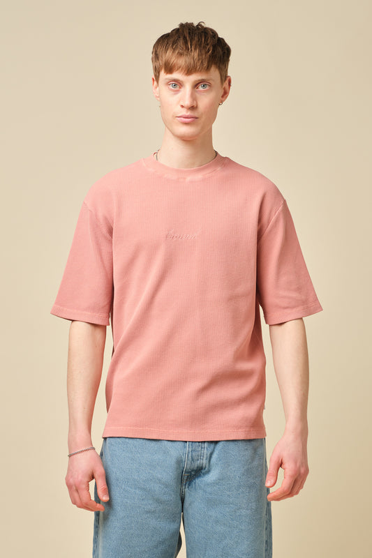 VINTAGE WASHED WAFFLE TEE - PINK