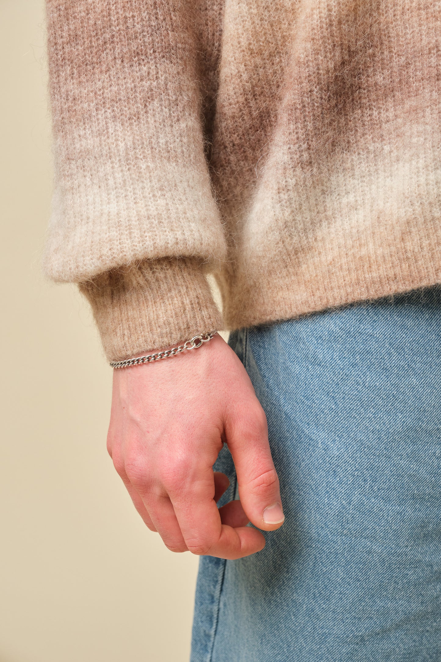 TOFFEE GRADIENT ALPACA KNIT LONGSLEEVE POLO