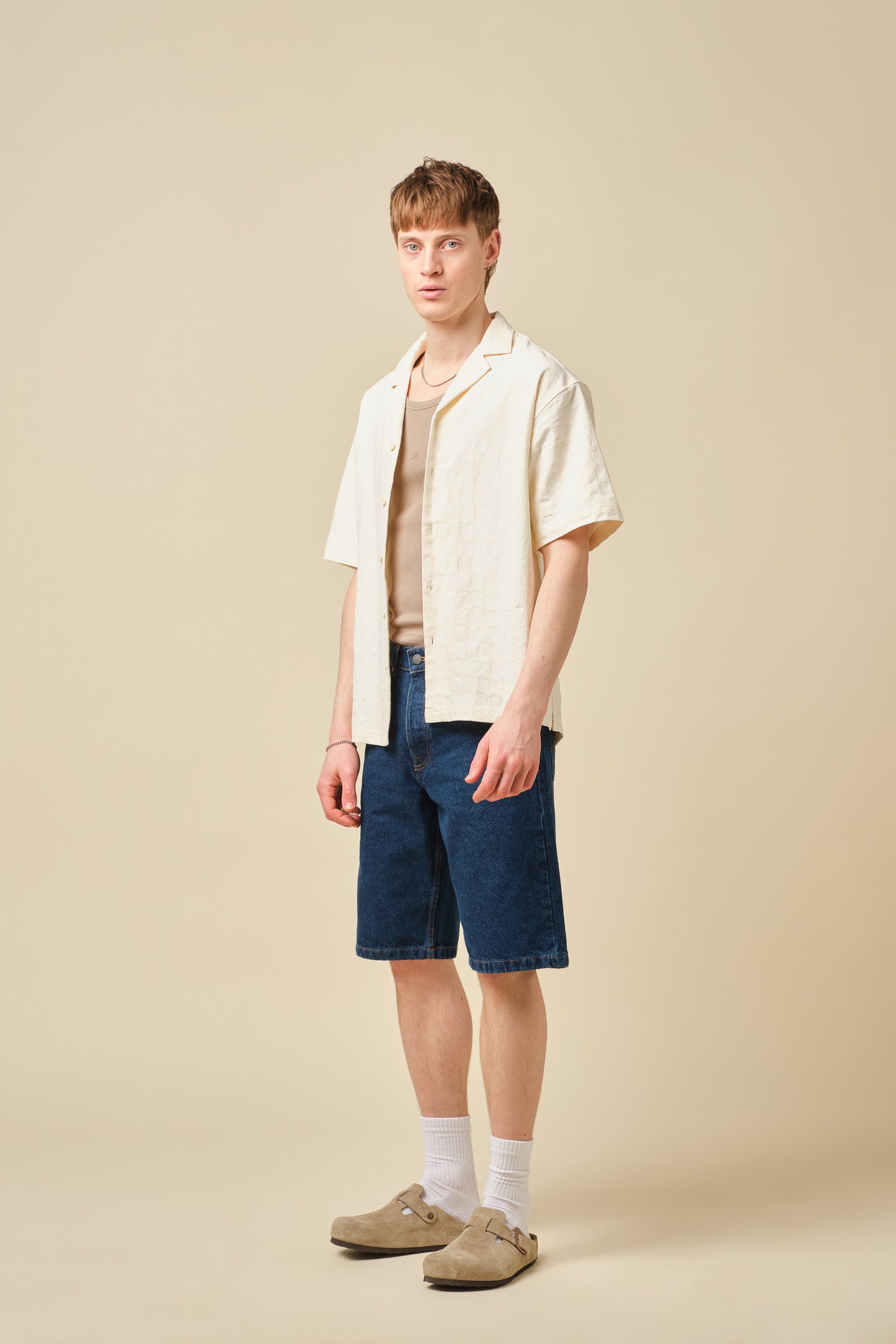 EMBROIDERED RIBIERA SHIRT - CREAM