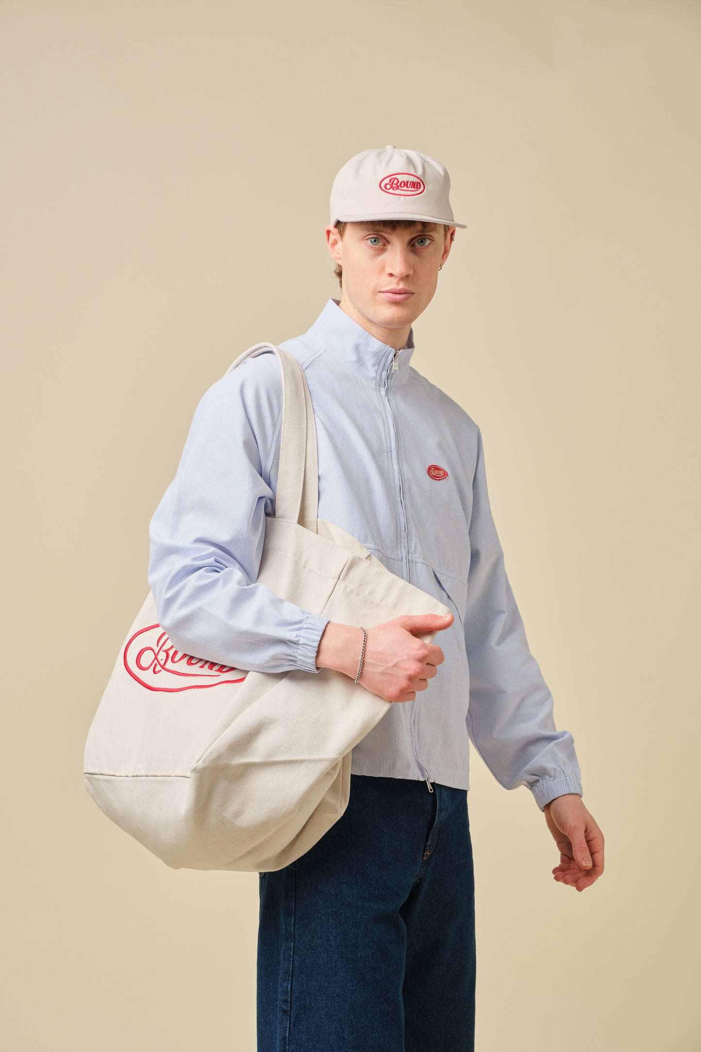 RETRO EMBROIDERED 5 PANEL CAP - BONE