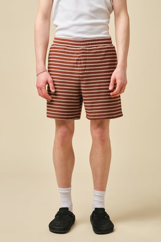 STRIPE JACQUARD RUST SHORTS