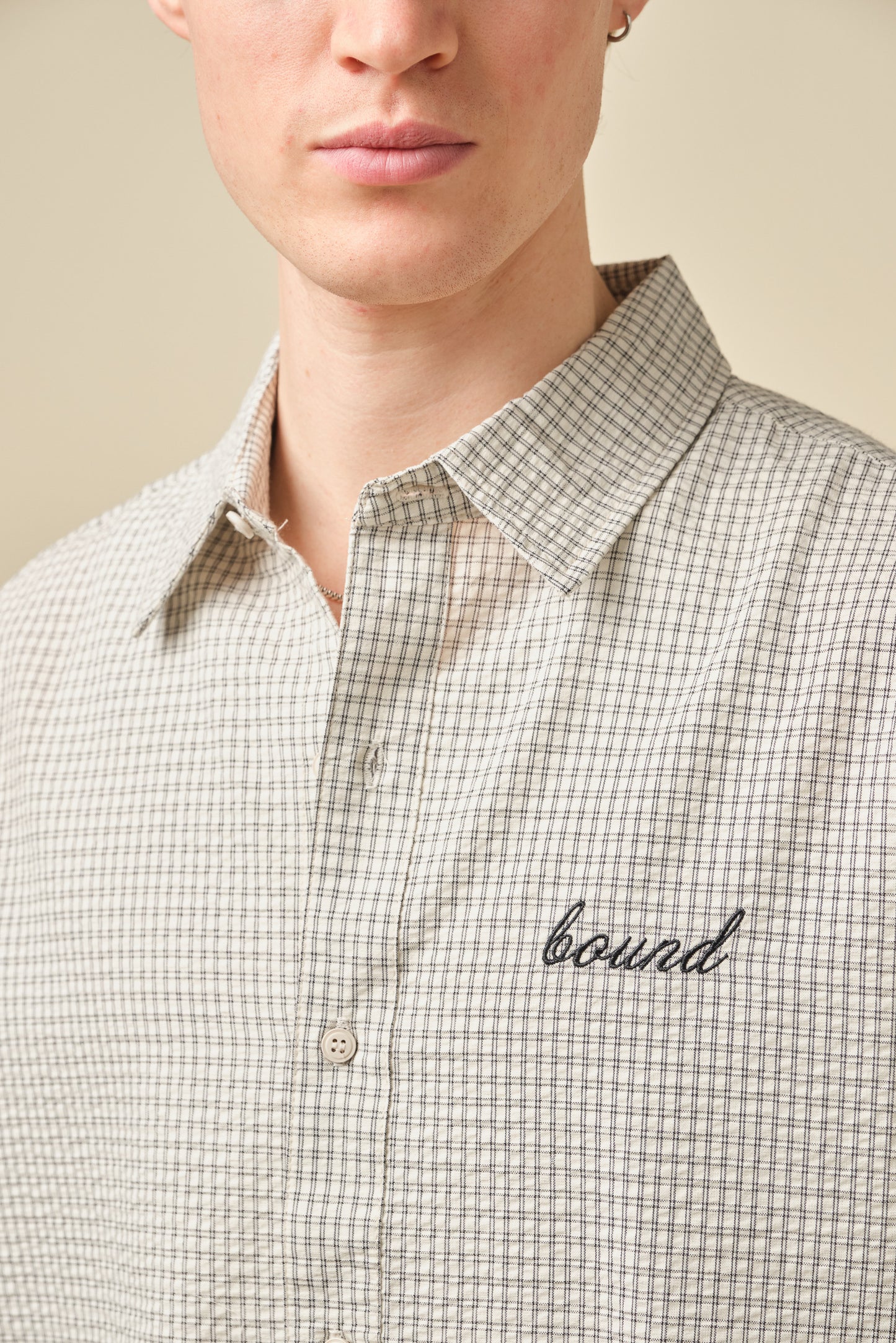 GINGHAM CROPPED SHIRT - ECRU