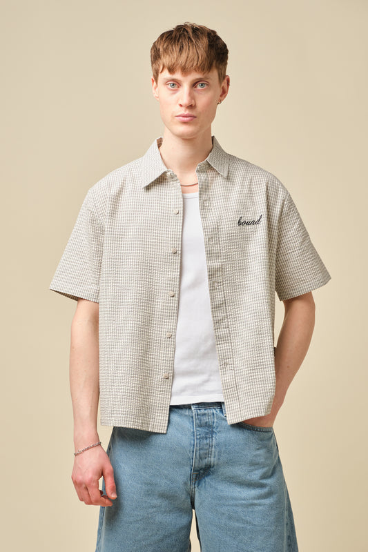 GINGHAM CROPPED SHIRT - ECRU