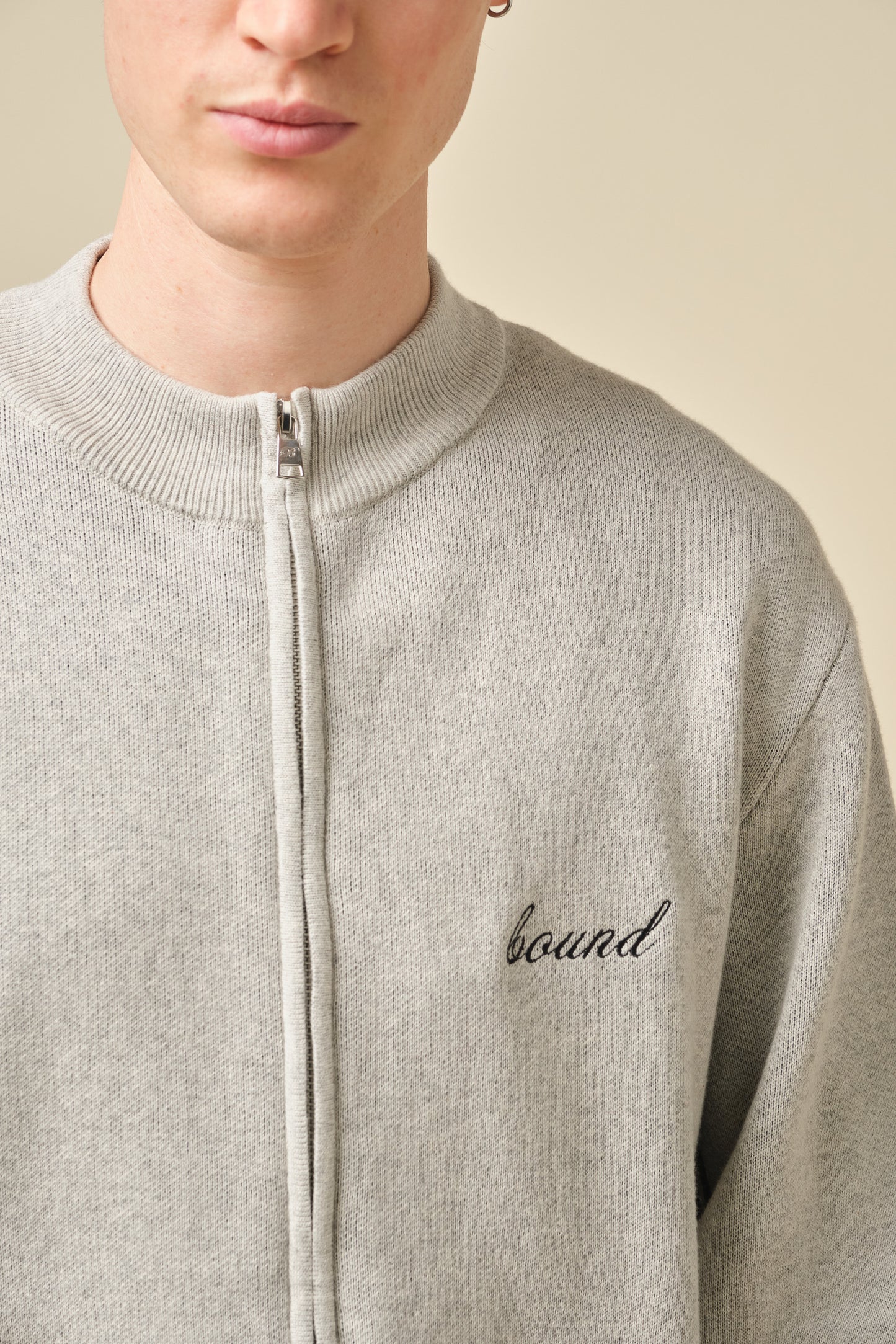 RACER KNIT ZIP TRACK JACKET - GREY