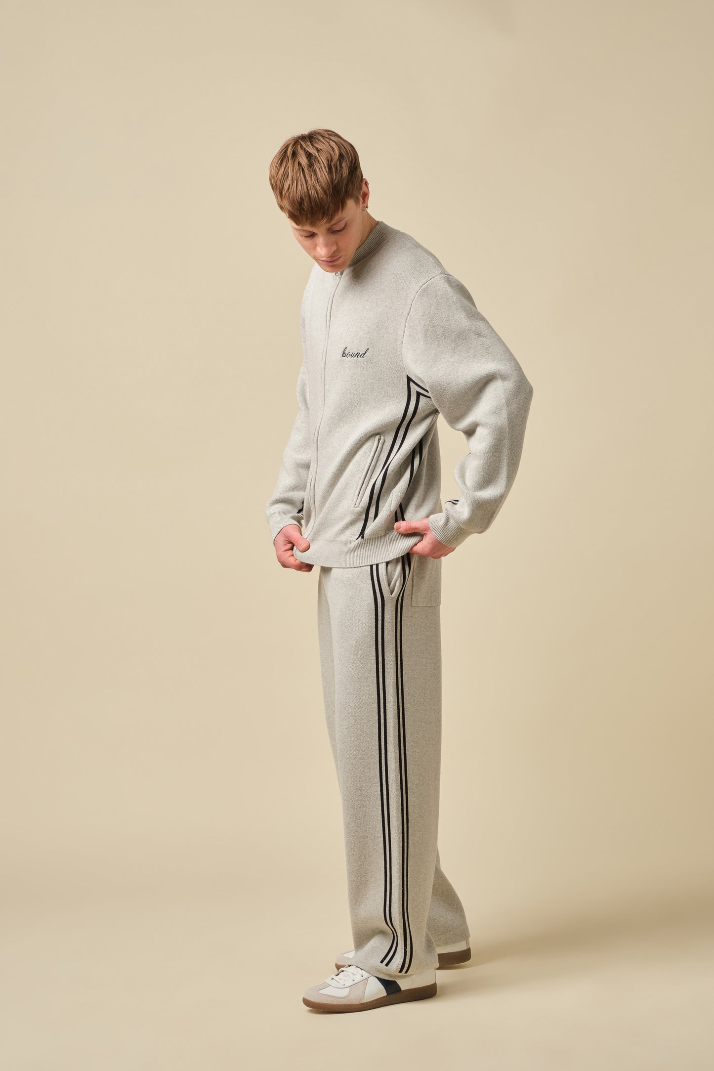 RACER KNIT CUFFLESS JOGGERS - GREY