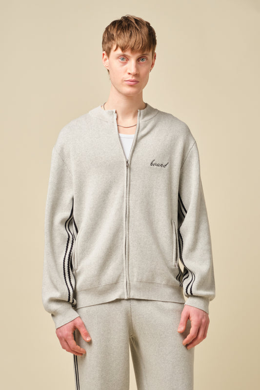 RACER KNIT ZIP TRACK JACKET - GREY