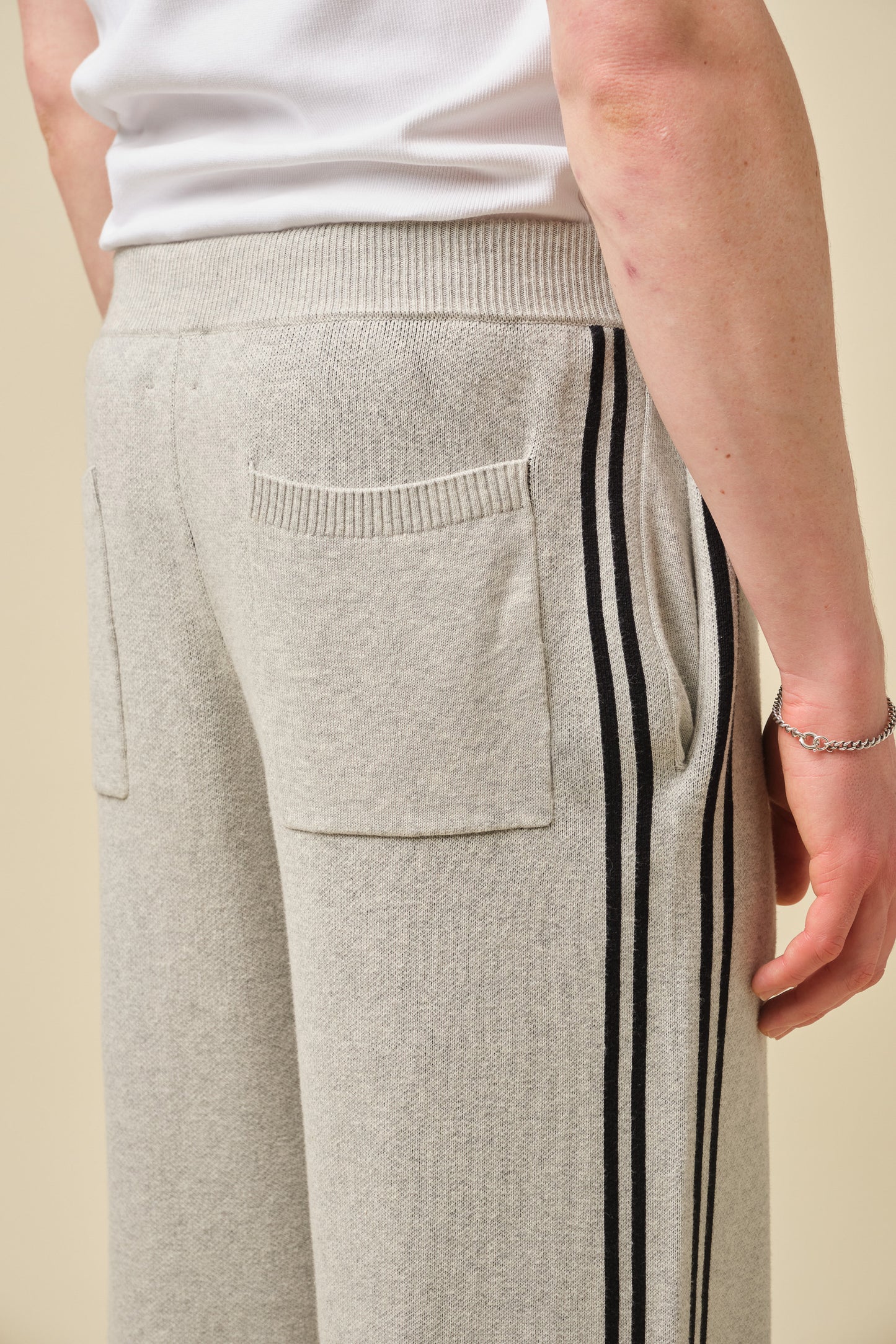 RACER KNIT CUFFLESS JOGGERS - GREY