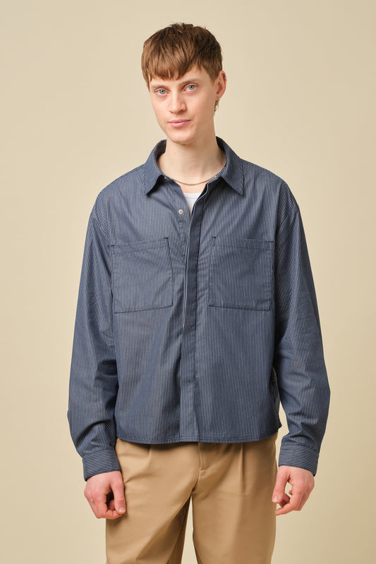 LORDELO STRIPE LONGSLEEVE SHIRT - NAVY