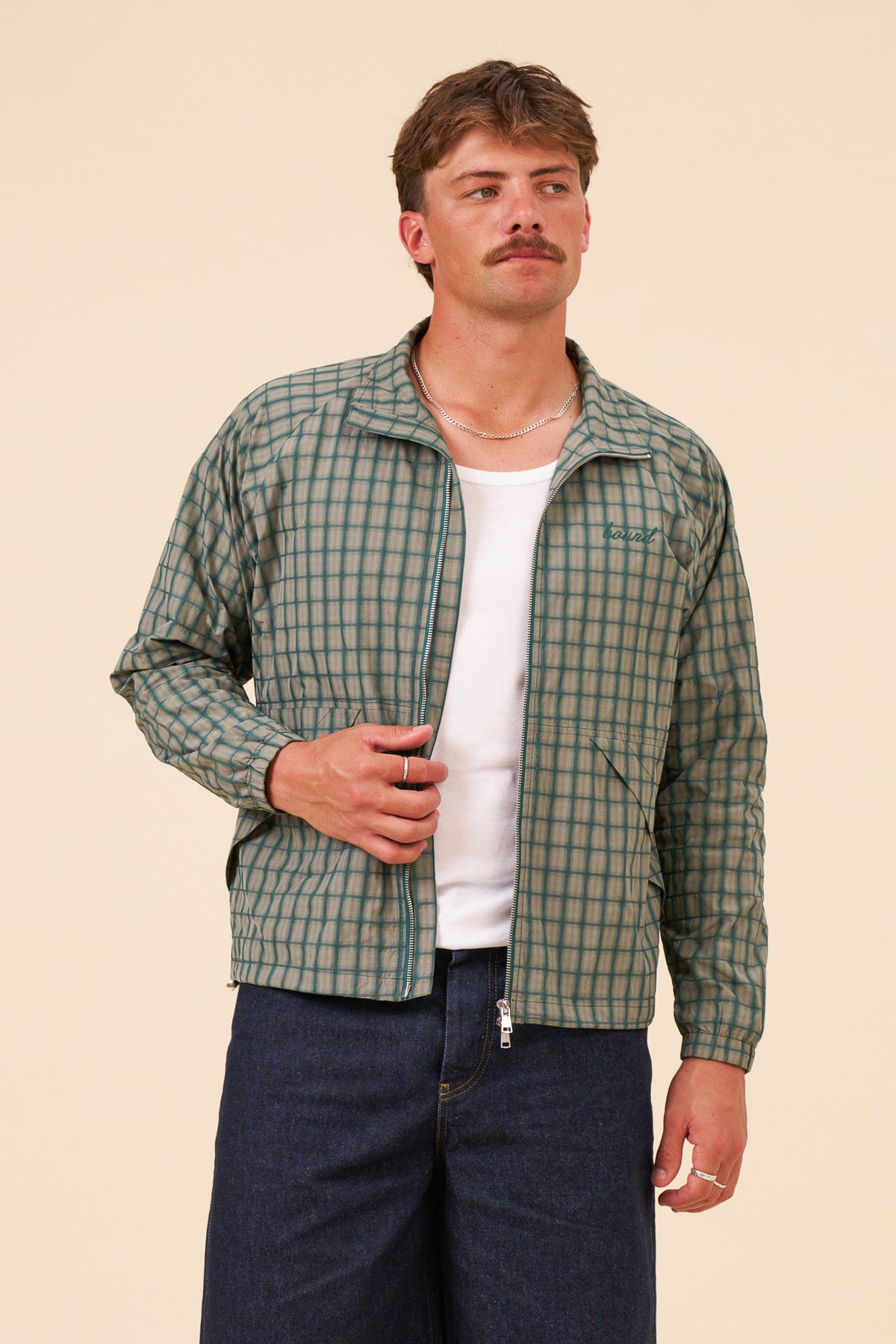 BOTHA CHECK TRACK JACKET - GREEN
