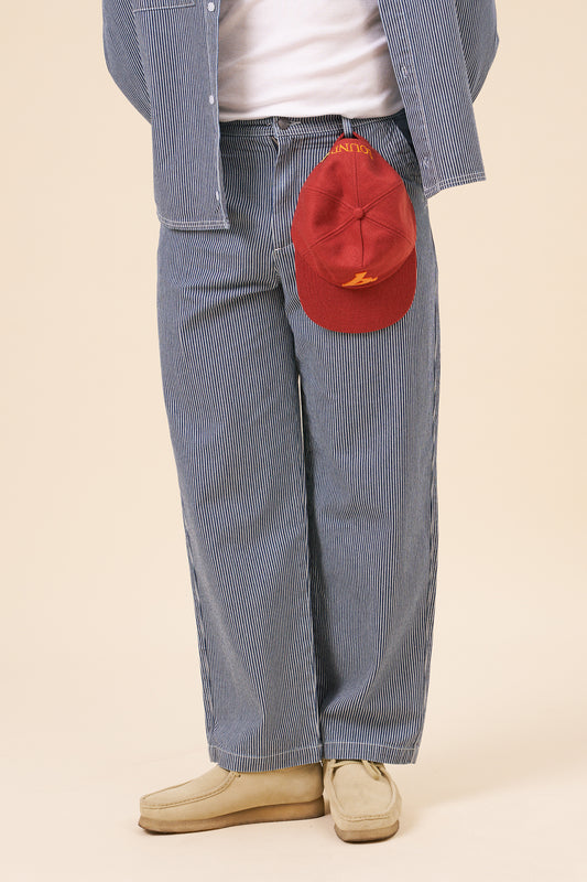 BOTHA STRIPE DENIM WORKWEAR TROUSERS - NAVY