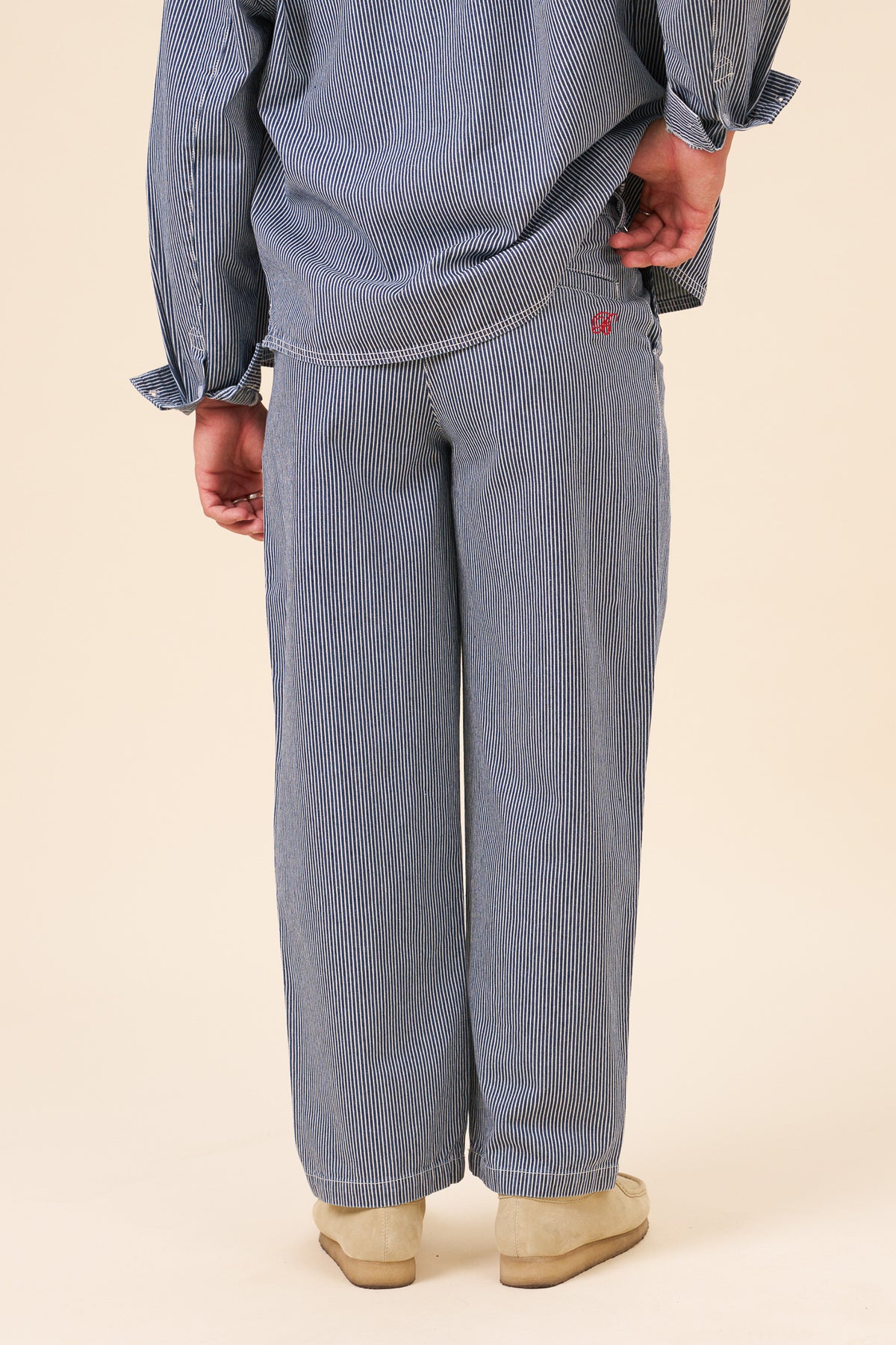 BOTHA STRIPE DENIM WORKWEAR TROUSERS - NAVY