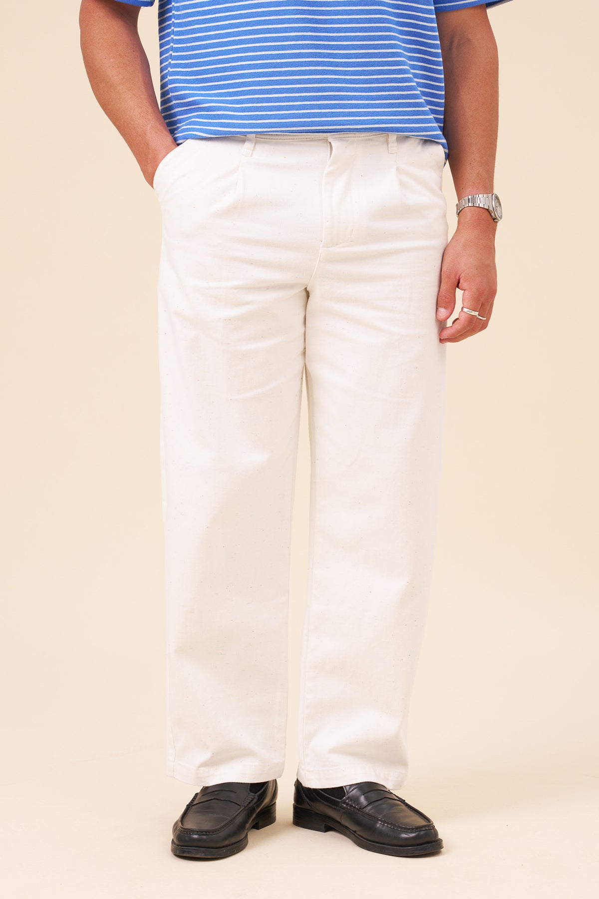 BOTHA CANVAS WORKWEAR TROUSERS - ECRU