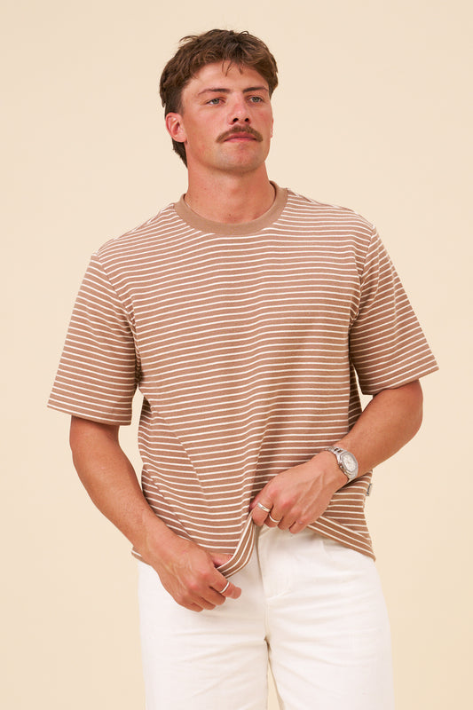 BOTHA STRIPE TEE - KHAKI