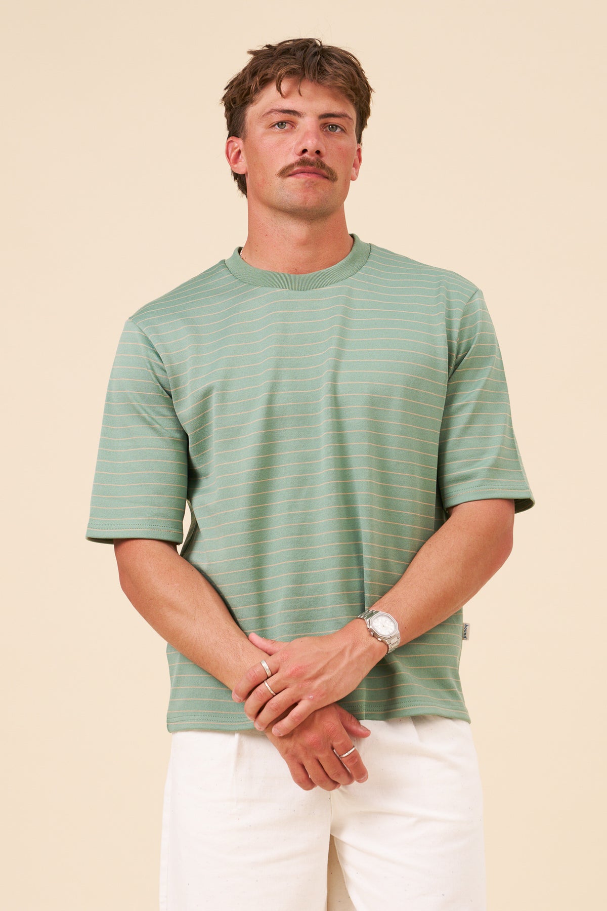 BOTHA STRIPE TEE - GREEN/PINK