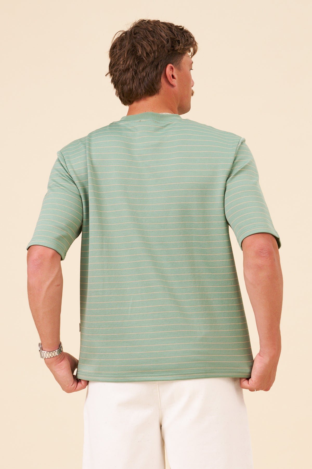 BOTHA STRIPE TEE - GREEN/PINK