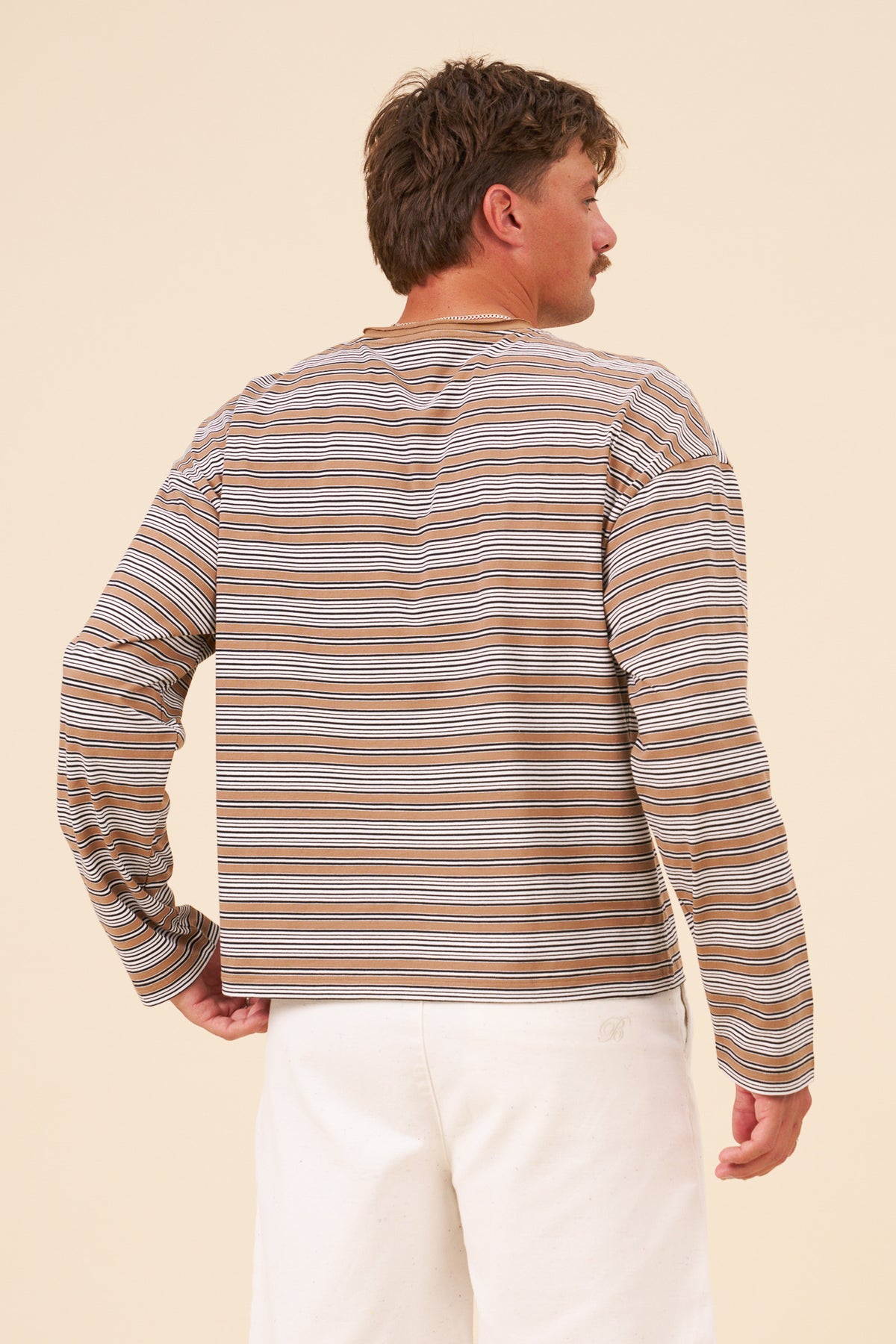 BOTHA STRIPE LONGSLEEVE TEE - BEIGE