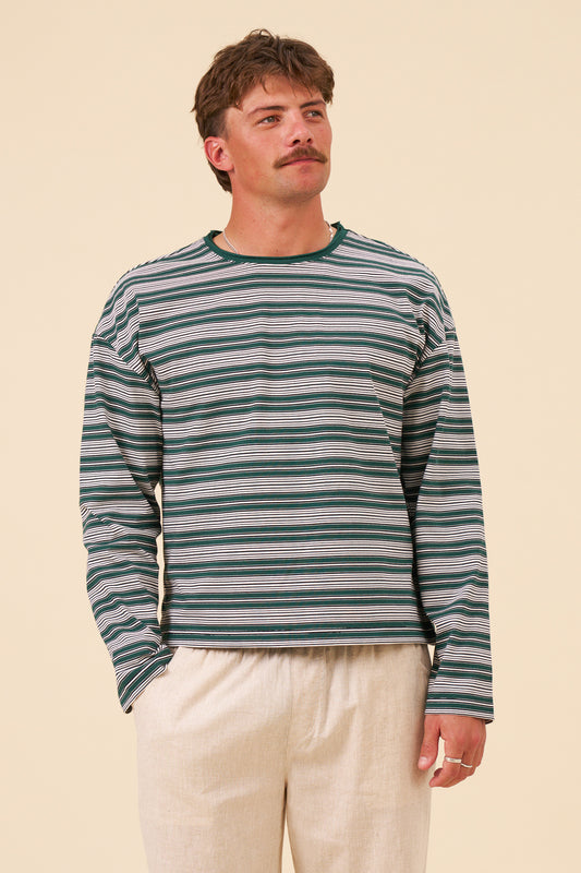 BOTHA STRIPE LONGSLEEVE TEE - GREEN