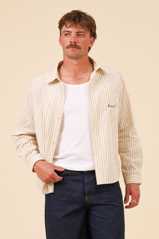 BOTHA STRIPE LONGSLEEVE SHIRT - CREAM / HERB