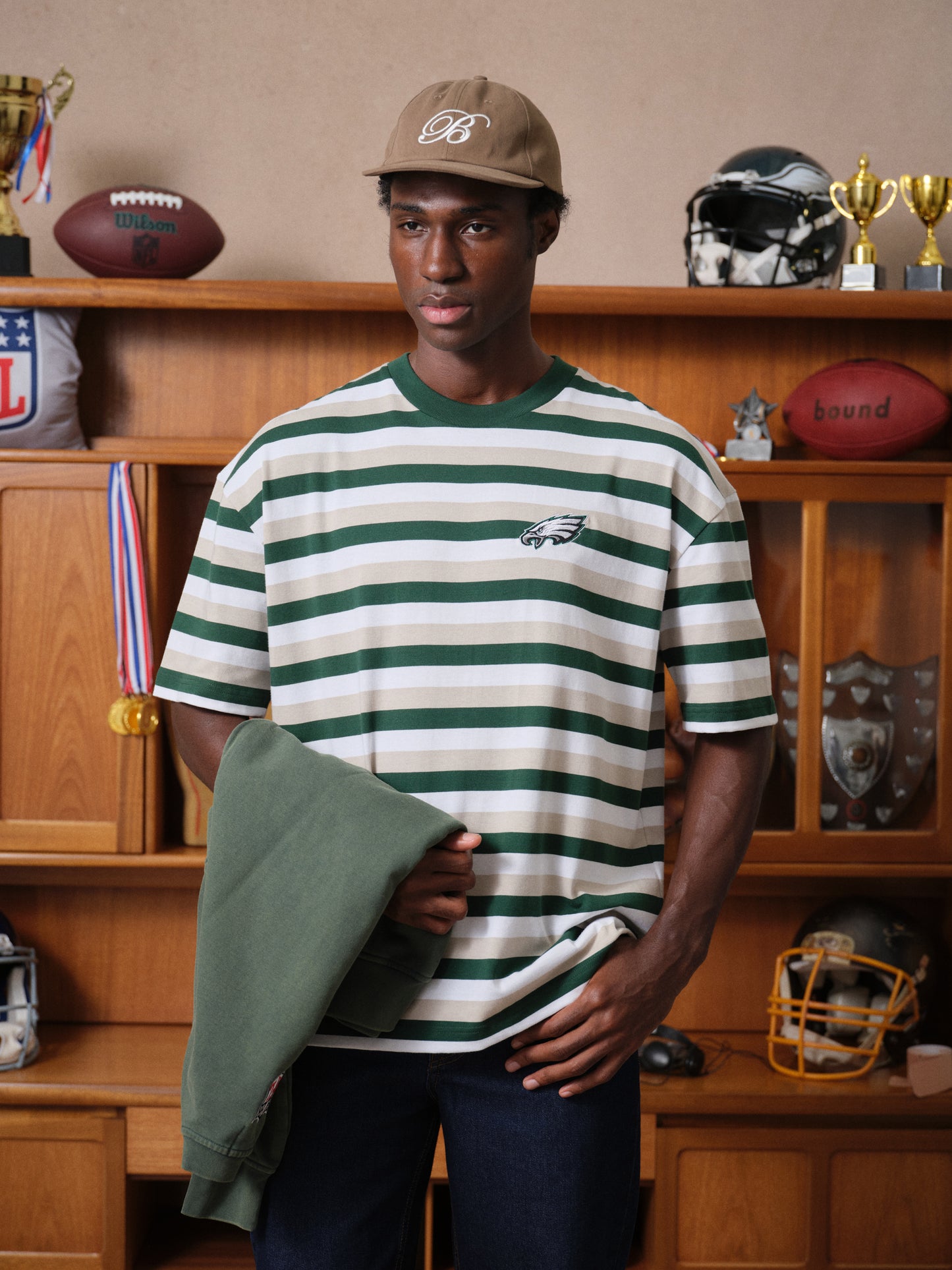 SCRIPT EMBROIDERED 6 PANEL CAP - MUSHROOM