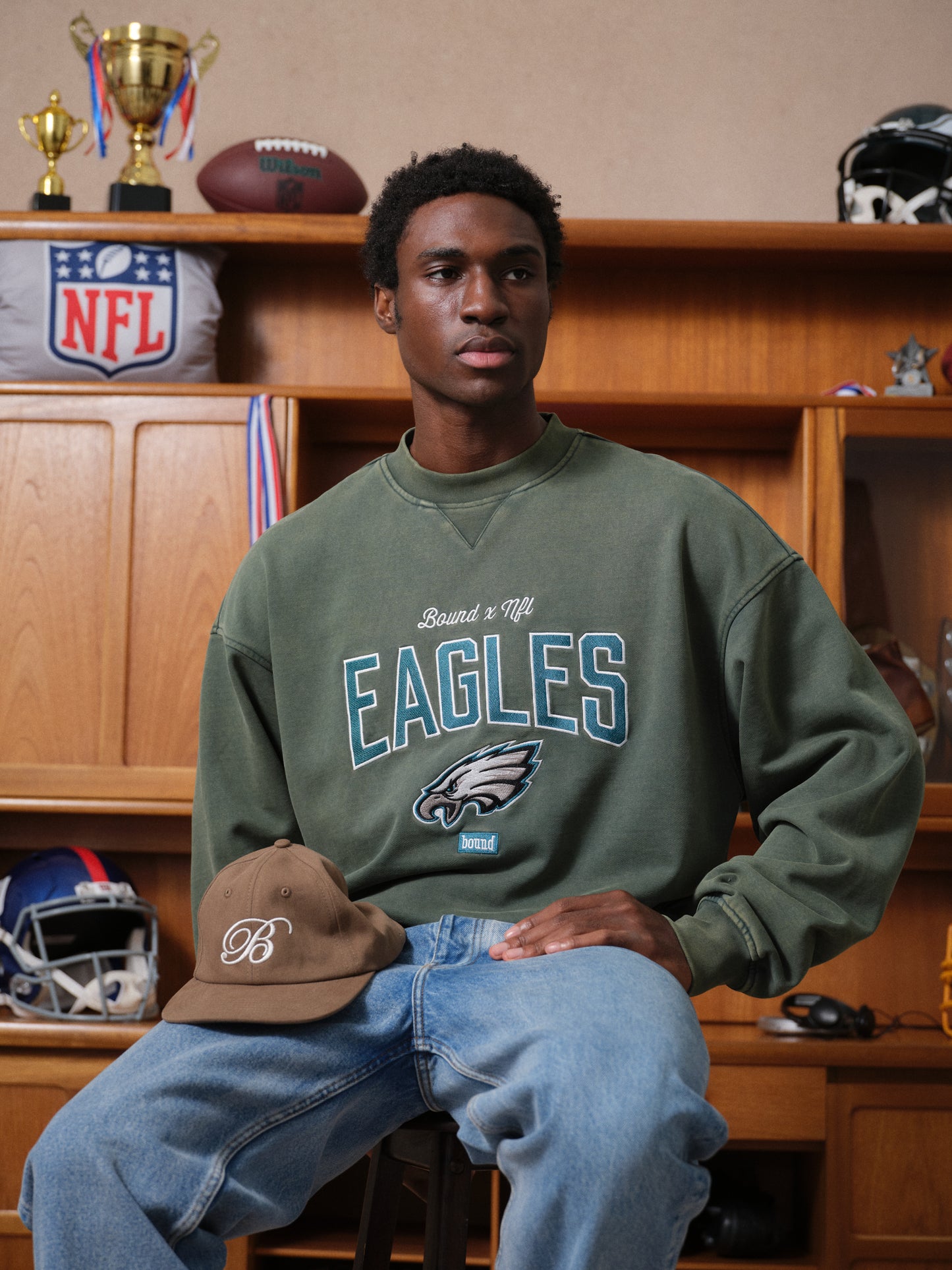 SCRIPT EMBROIDERED 6 PANEL CAP - MUSHROOM