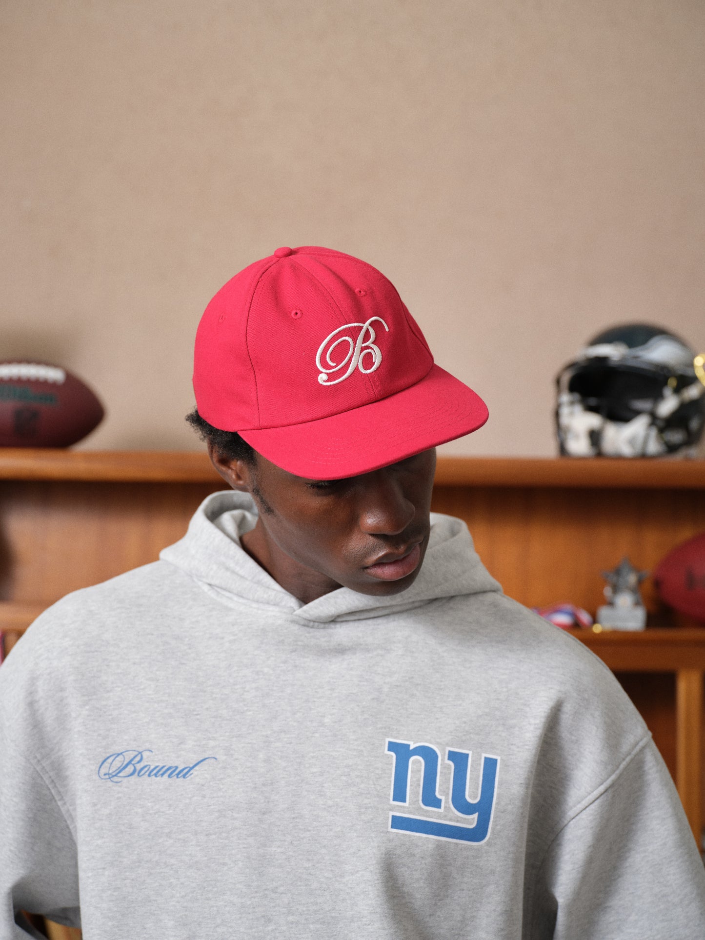 SCRIPT EMBROIDERED 6 PANEL CAP - CARDINAL RED