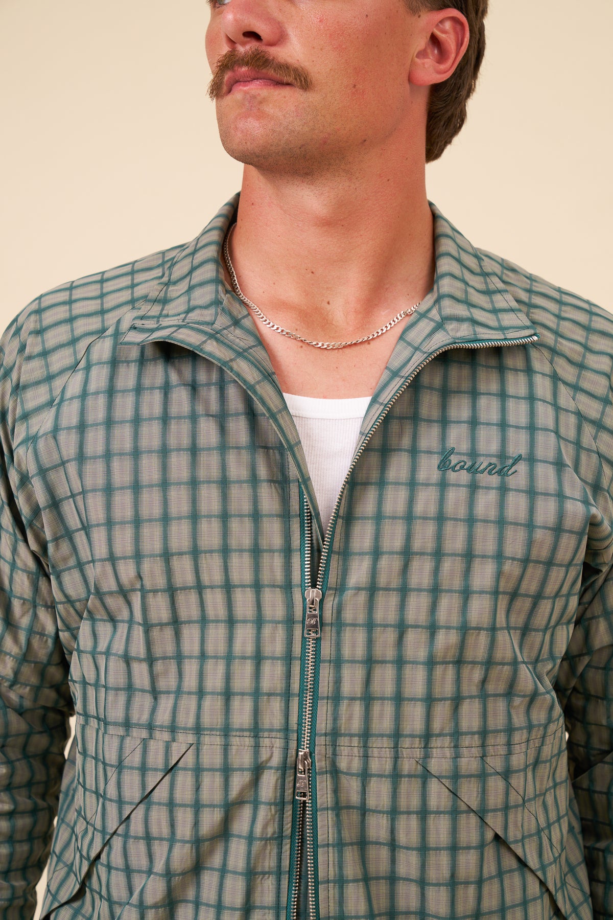 BOTHA CHECK TRACK JACKET - GREEN