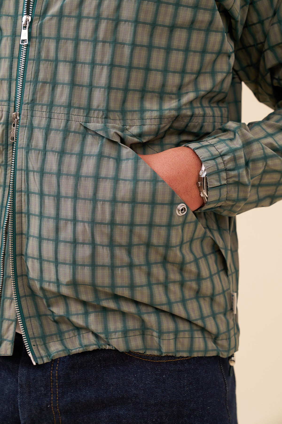 BOTHA CHECK TRACK JACKET - GREEN