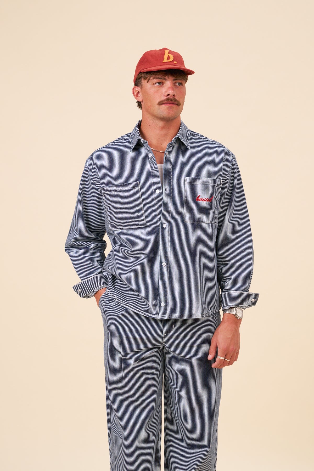 BOTHA STRIPE DENIM SHIRT- NAVY