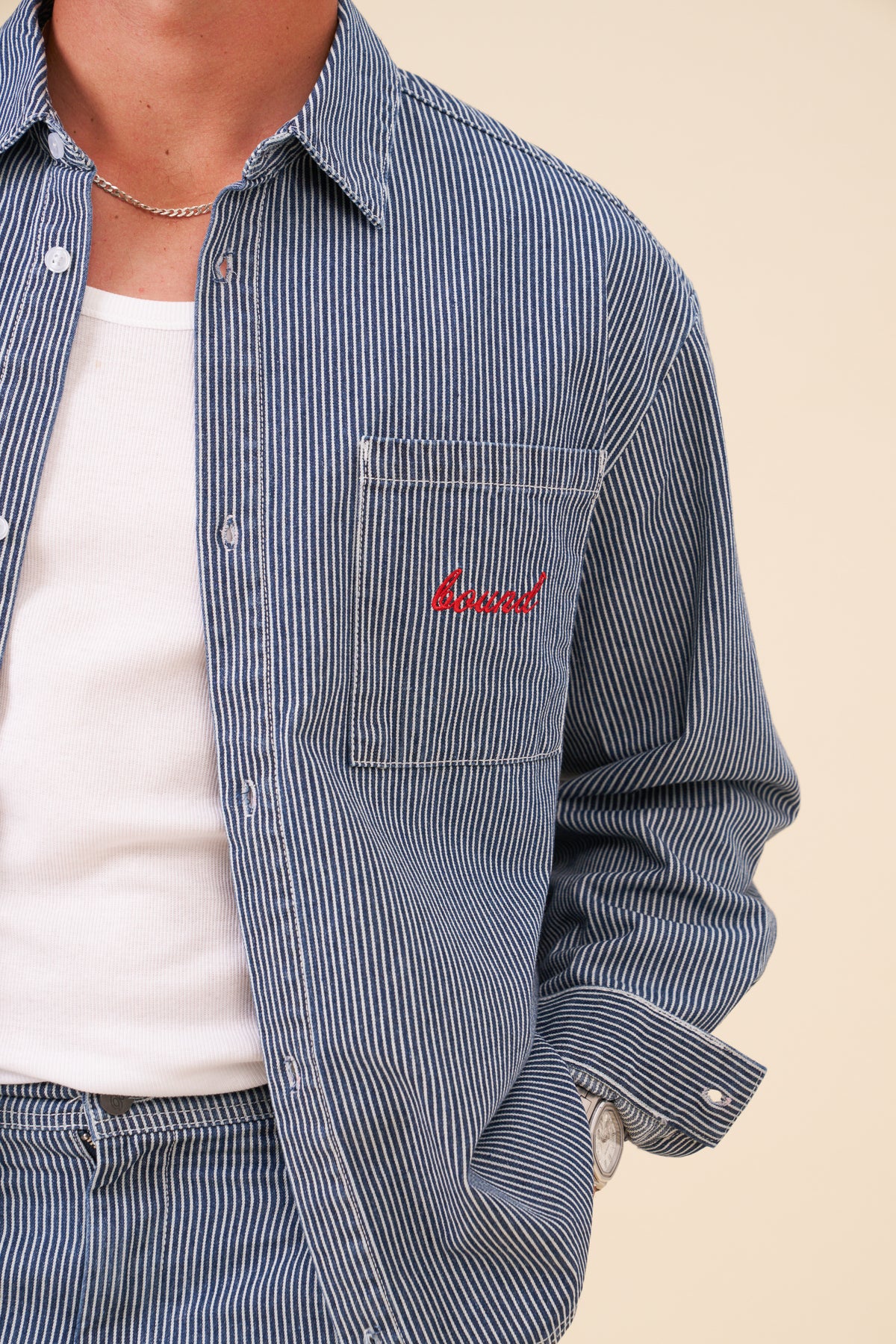 BOTHA STRIPE DENIM SHIRT- NAVY