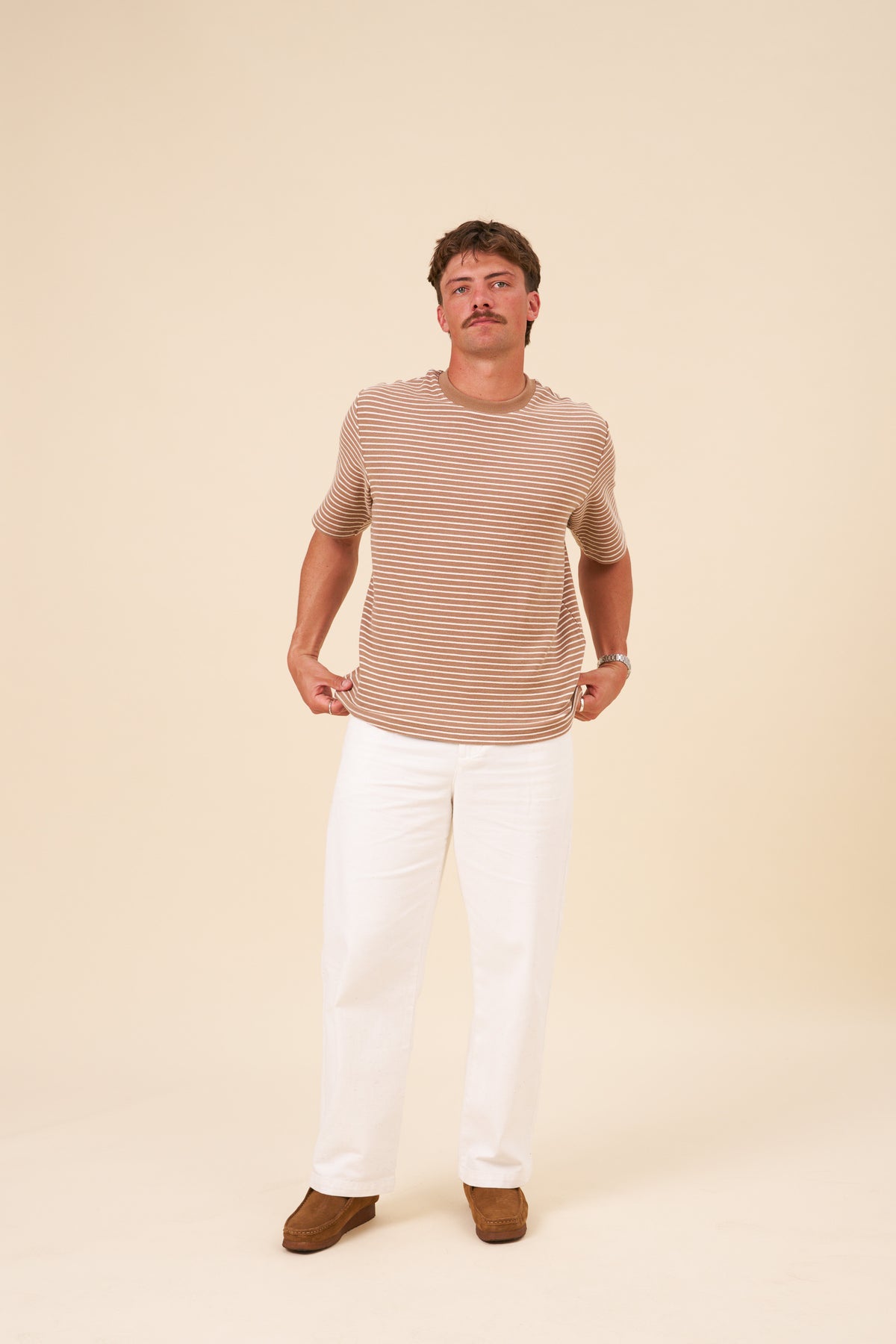 BOTHA STRIPE TEE - KHAKI