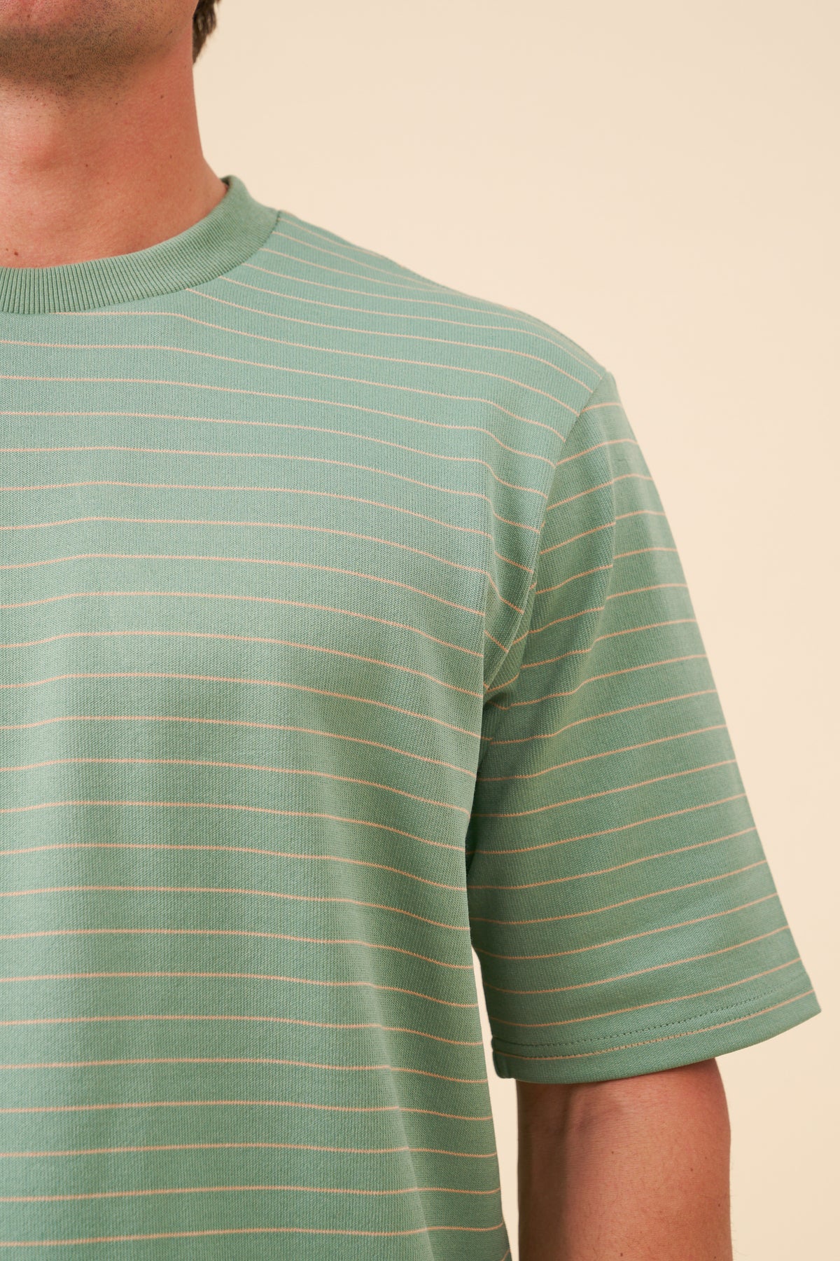 BOTHA STRIPE TEE - GREEN/PINK