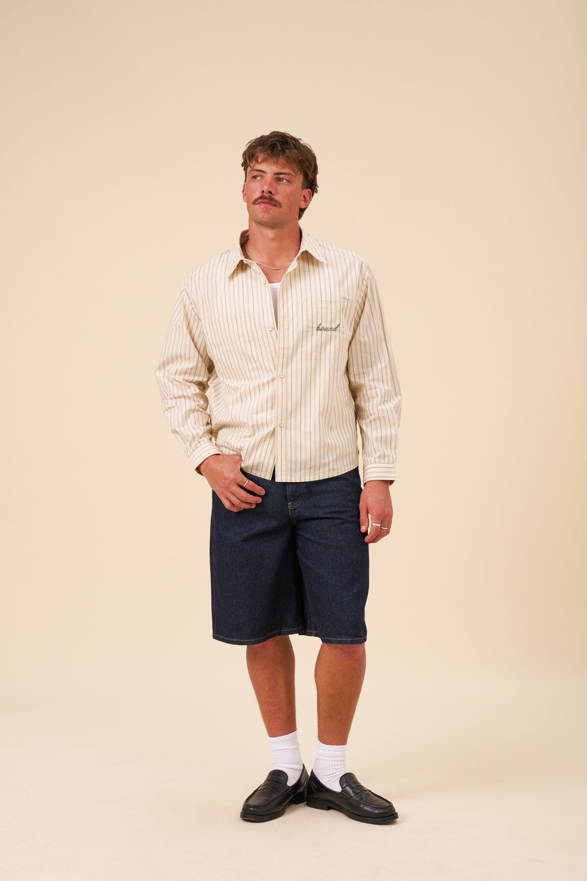 BOTHA STRIPE LONGSLEEVE SHIRT - CREAM / HERB