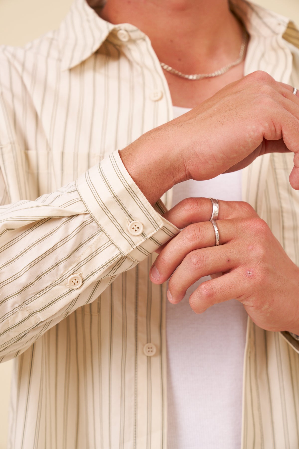 BOTHA STRIPE LONGSLEEVE SHIRT - CREAM / HERB