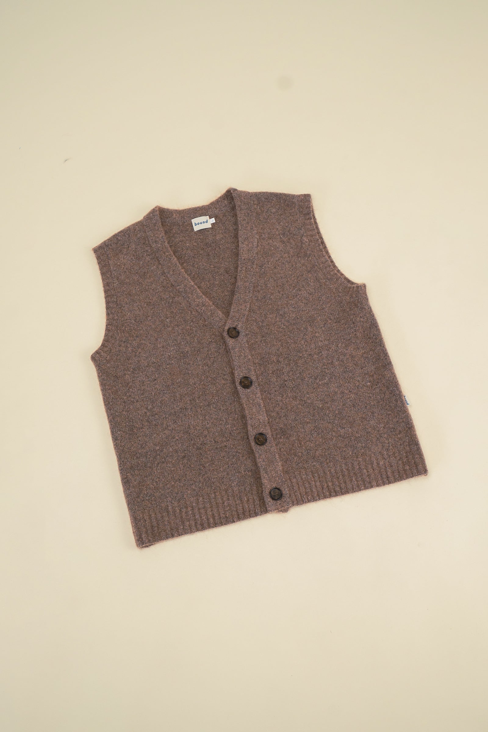 HUDSON MOHAIR CARDIGAN VEST TAUPE BROWN – bound